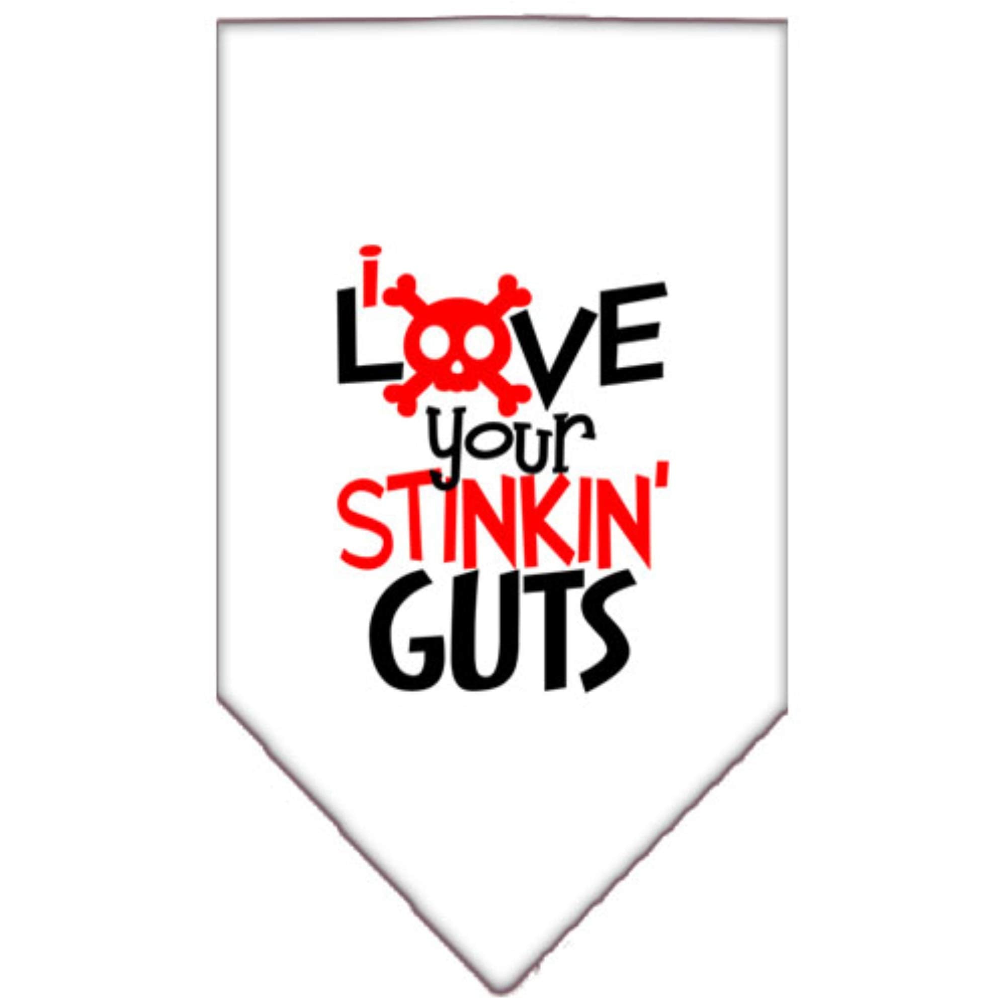 Mirage Pet Product Love Your Stinkin Guts Screen Print Bandana White Large