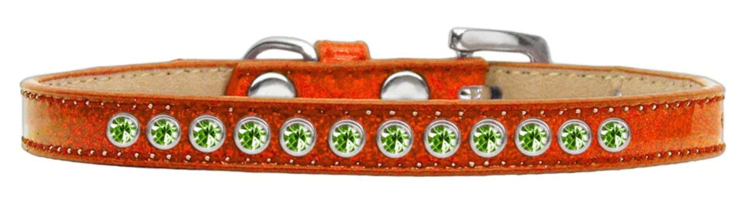 Dog, Puppy and Pet Ice Cream Collar, Lime Green Crystal Rimsets Silver 8