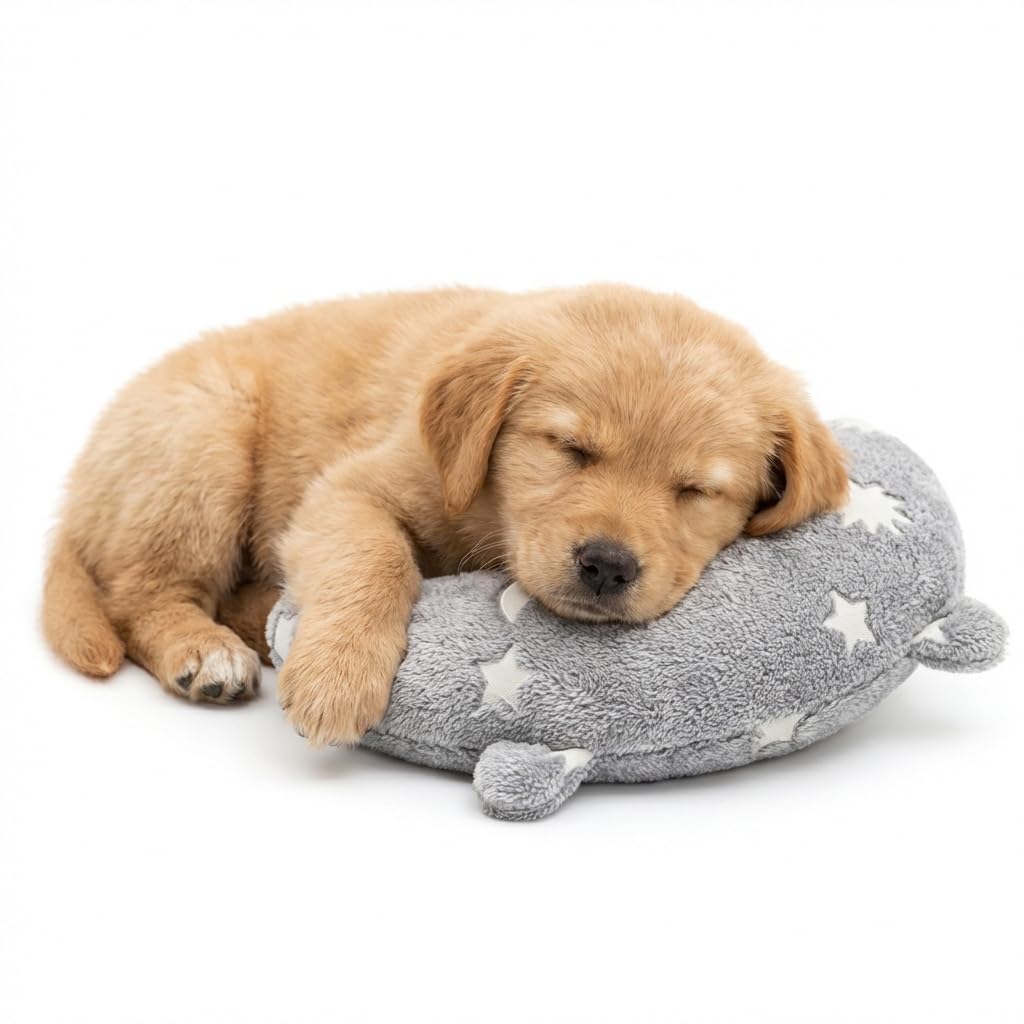 Qpets Pet Pillow, Soft Plush Glow-In-The-Dark Pillow For Cat Dog, Star Design Sleeping Cushion With Head Neck Support (38X24Cm)