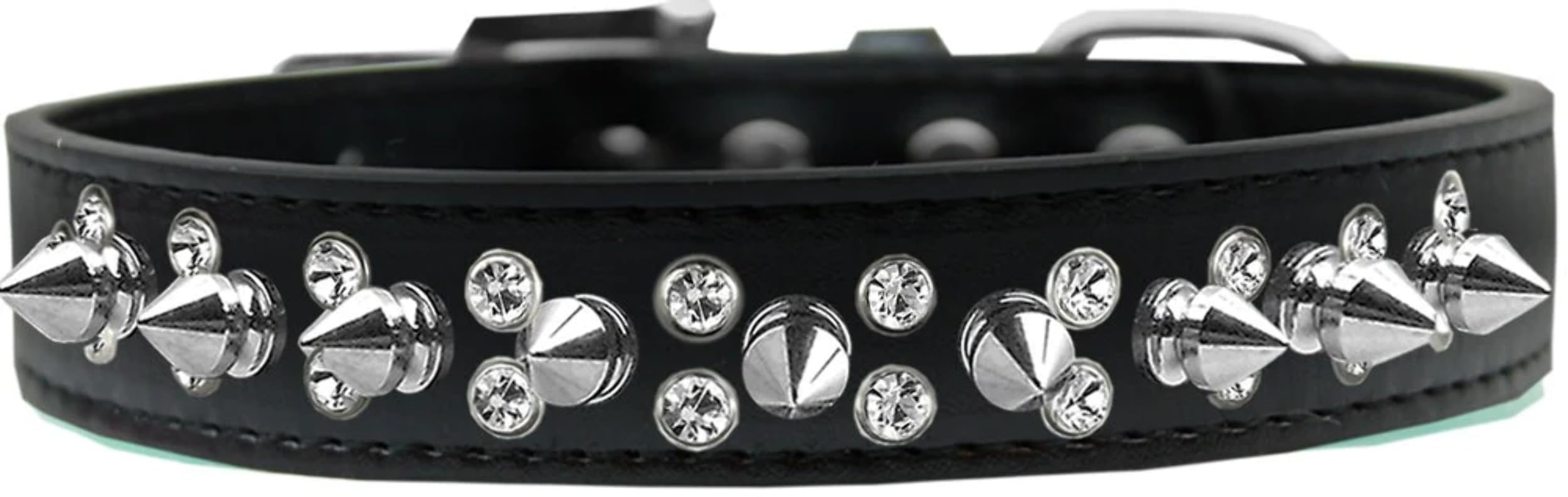 Pet and Dog Spike Collar, Double Crystal & Silver Spikes Red 14