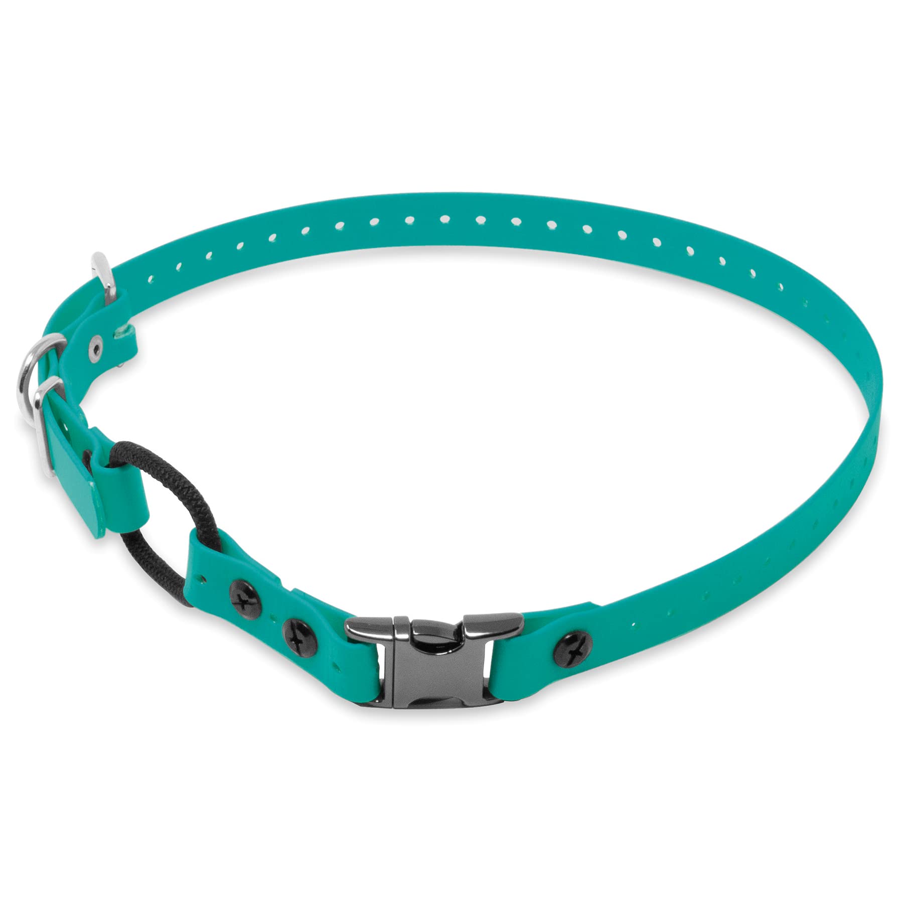 Educator Quick Snap Bungee Dog Collar, Biothane, Waterproof, Odorproof, Easy Connect And Disconnect Clasp And D Ring With Comfort Bungee Loop, Adjustable For Custom Fit, 3/4-Inch, Teal