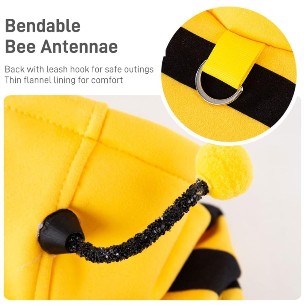 Selena Cat Bee Antennae Costume Hoodies Cute Bee Stripes Dog Kitten Puppy Pet Apparel (X-Small,Yellow&Black)