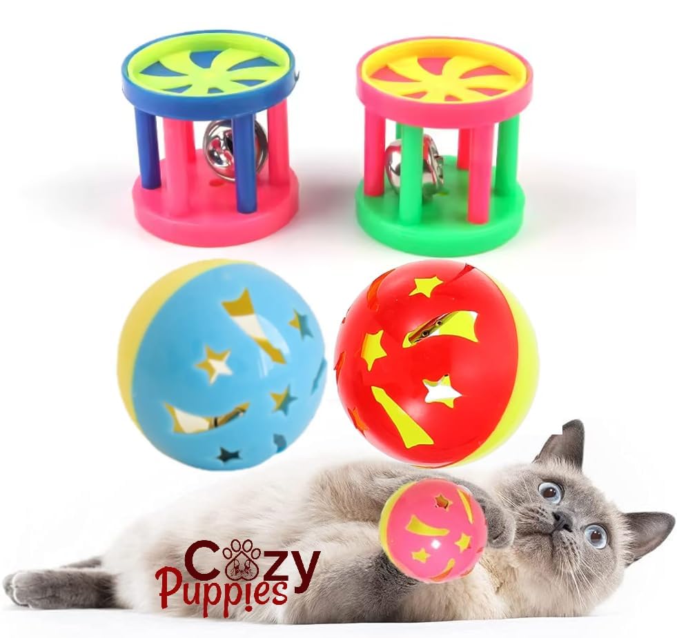 Cozy Puppies Interactive Cat And Dog Toy Set, Colorful, 4 Pieces