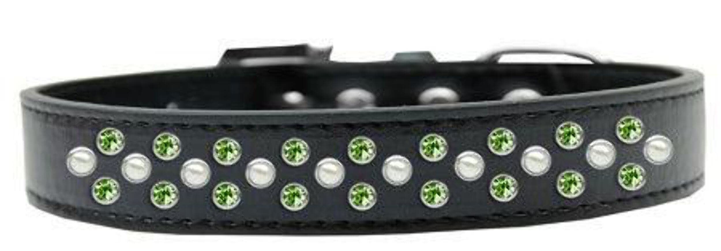 Mirage Pet Products Sprinkles Dog Collar with Pearl and Lime Green Crystals, Size 20, Lavender