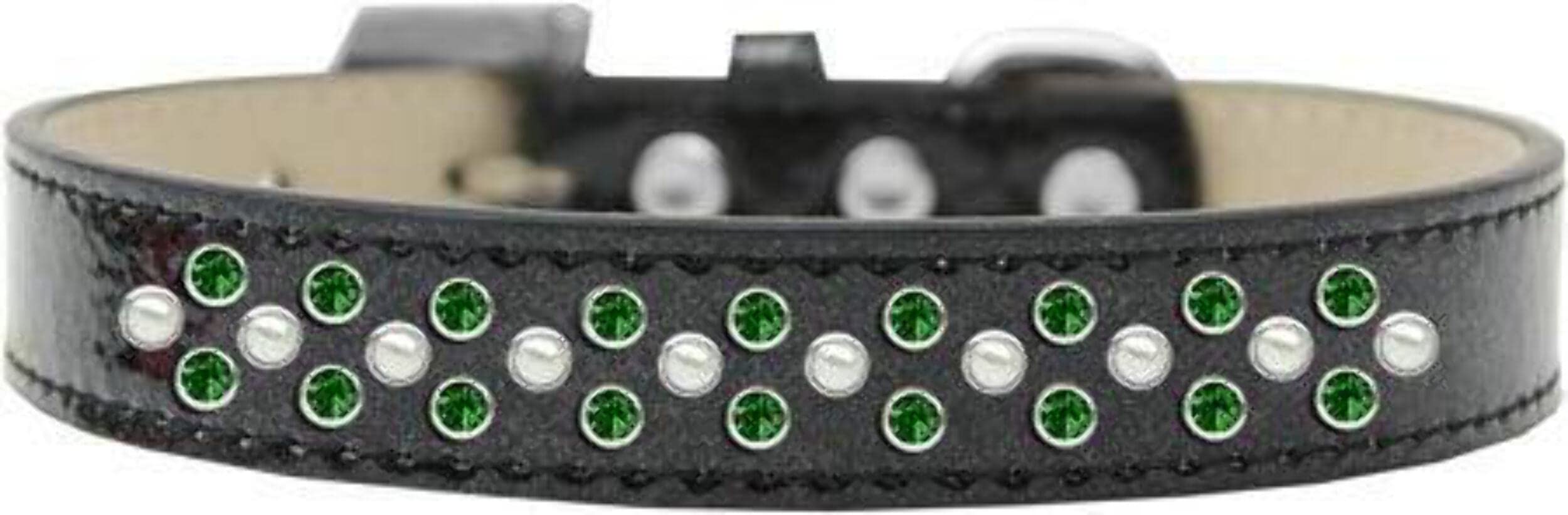 Mirage Pet Products Sprinkles Ice Cream Dog Collar with Pearl & Emerald Green Crystals, Size 16, Emerald Green