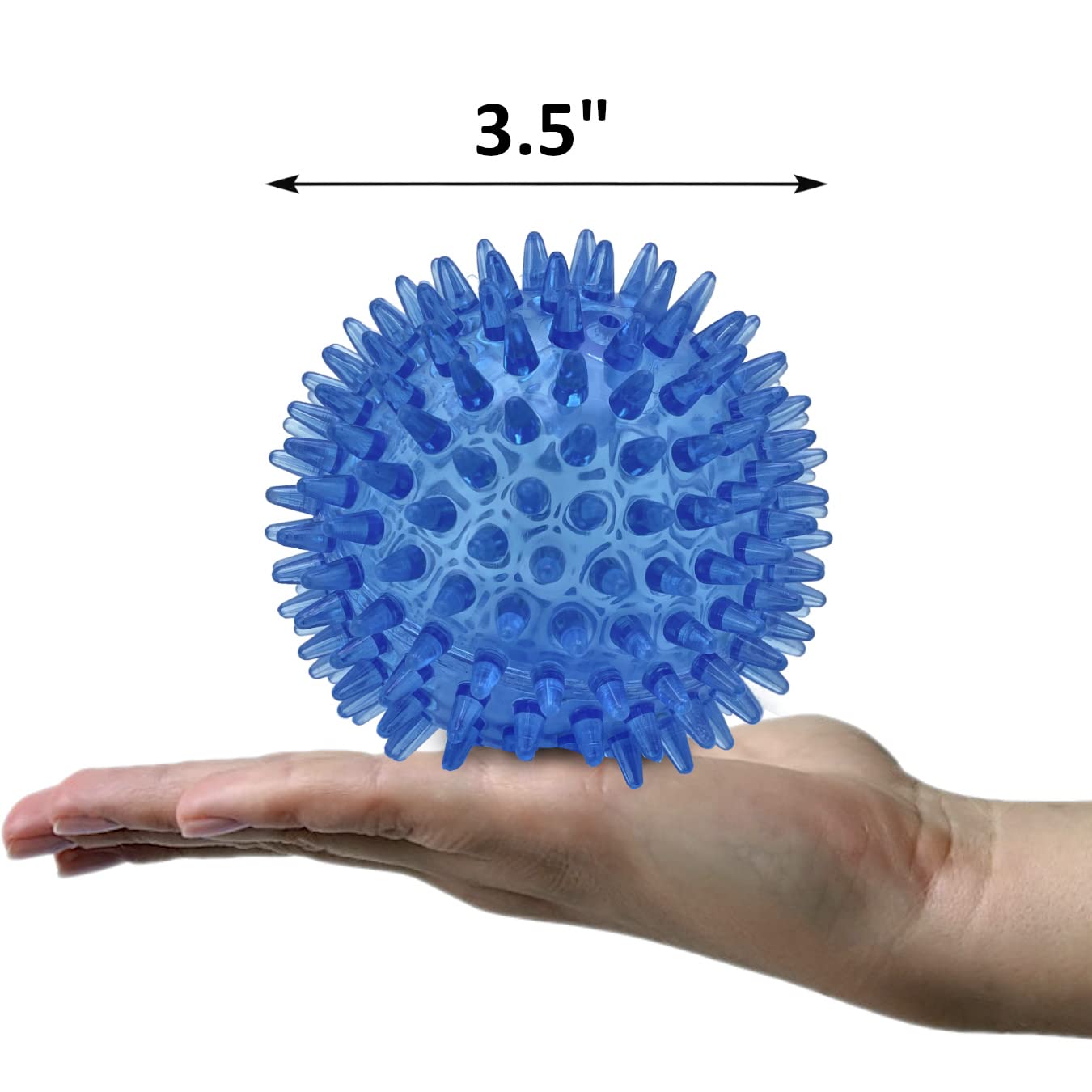 Cutie's PetBox Squeaky Rubber Spike Toy Ball for Medium/Large Dogs, 3.5 Inch, Blue, Made of Durable Thermoplastic Rubber
