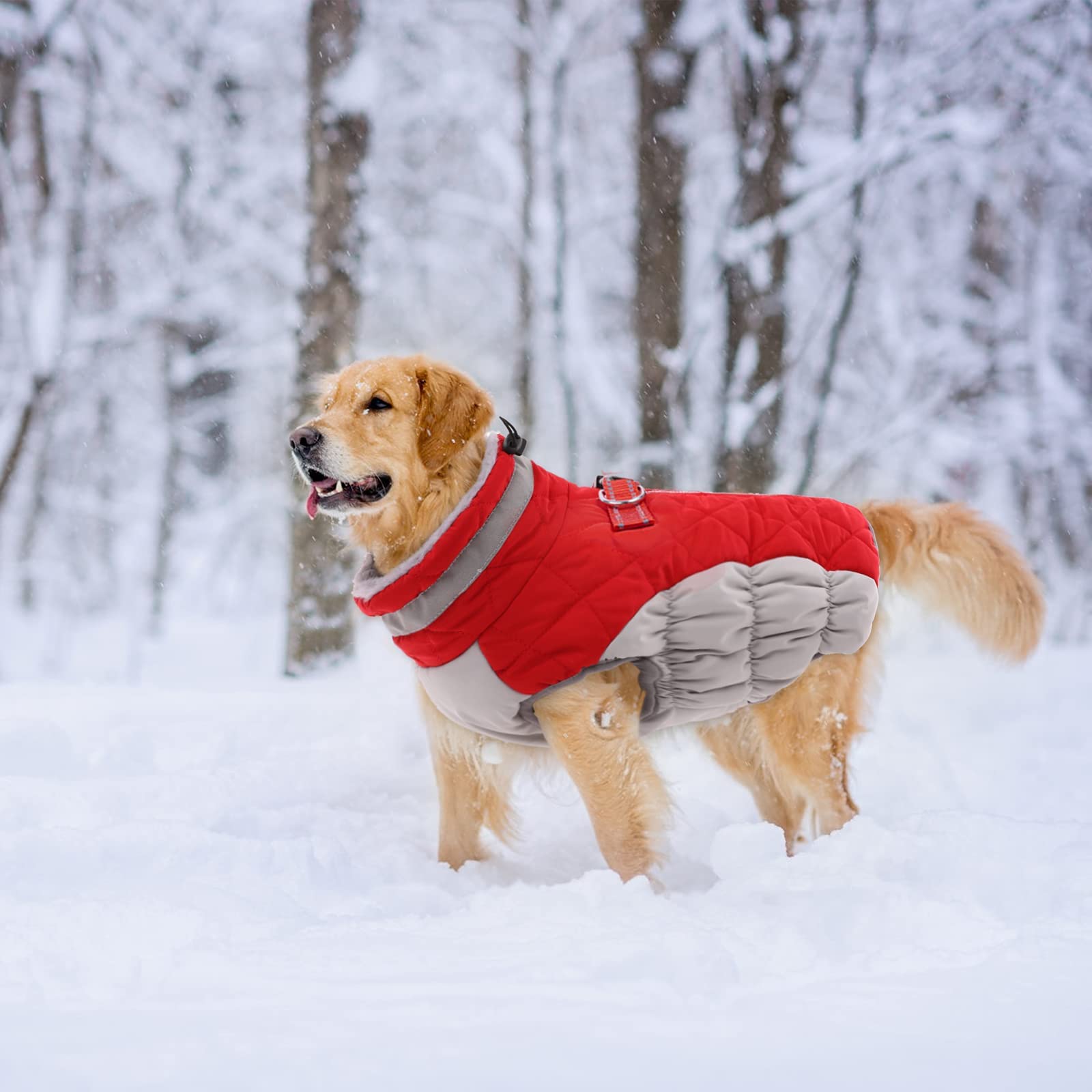 Lelepet Warm Dog Winter Coat Dog Coat Dog Cold Weather Coats Windproof Reflective Turtleneck Dog Fleece Vest With Harness Thick