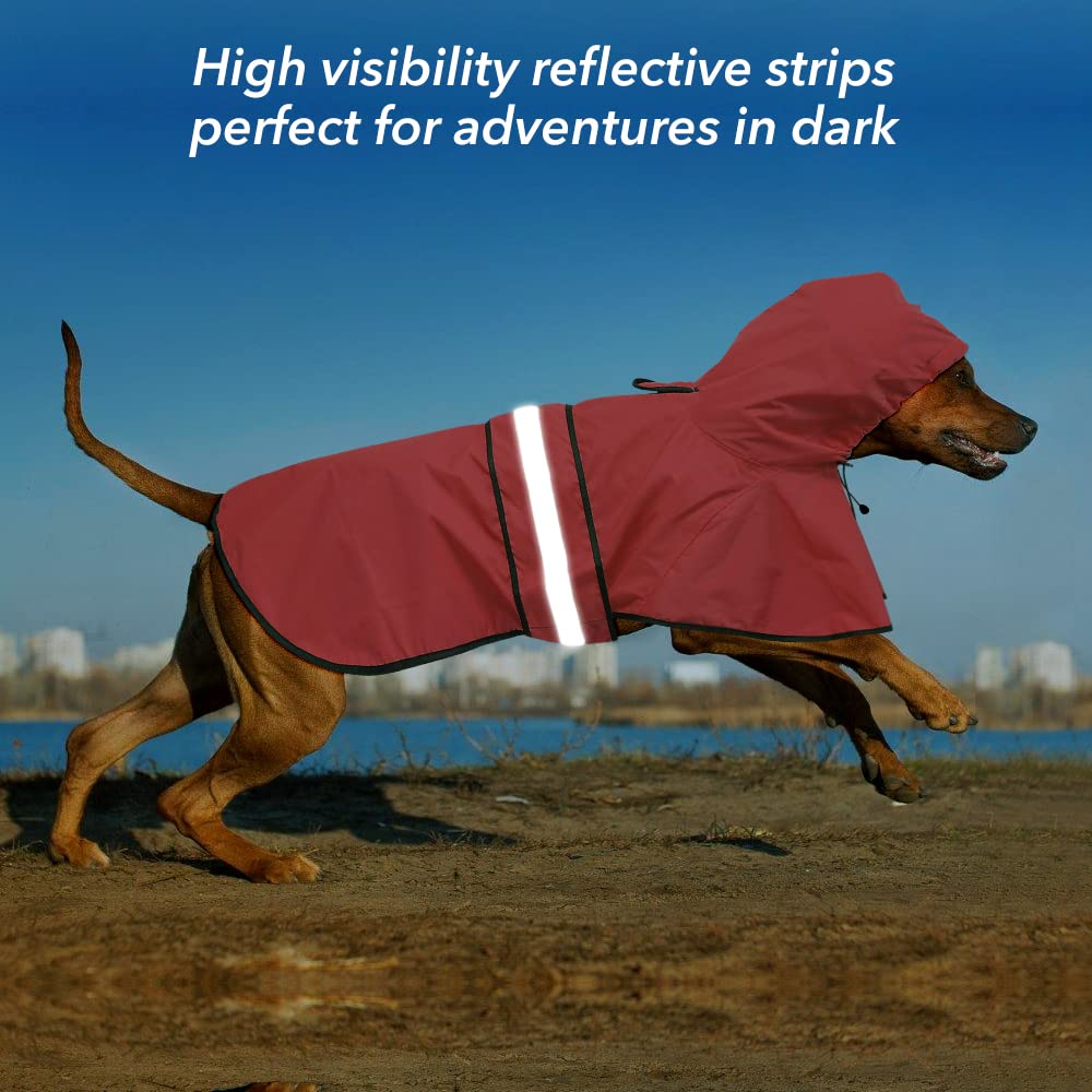 Ezierfy Waterproof Reflective Dog Raincoat - Adjustable Hooded Slicker Poncho Pet Rain Coat, Lightweight Dog Rain Jacket For Sma