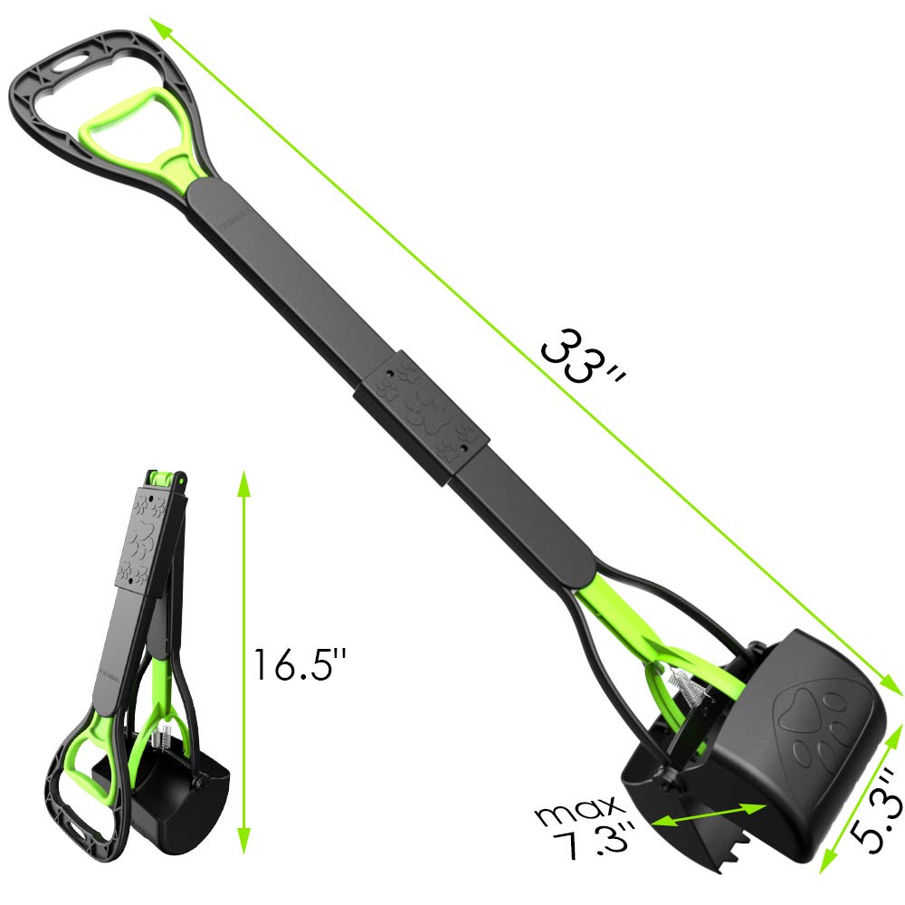 Timingila 33' Long Handle Portable Pet Pooper Scooper For Large And Small Dogs,High Strength Material And Durable Spring,Great For Lawns, Grass, Dirt, Gravel