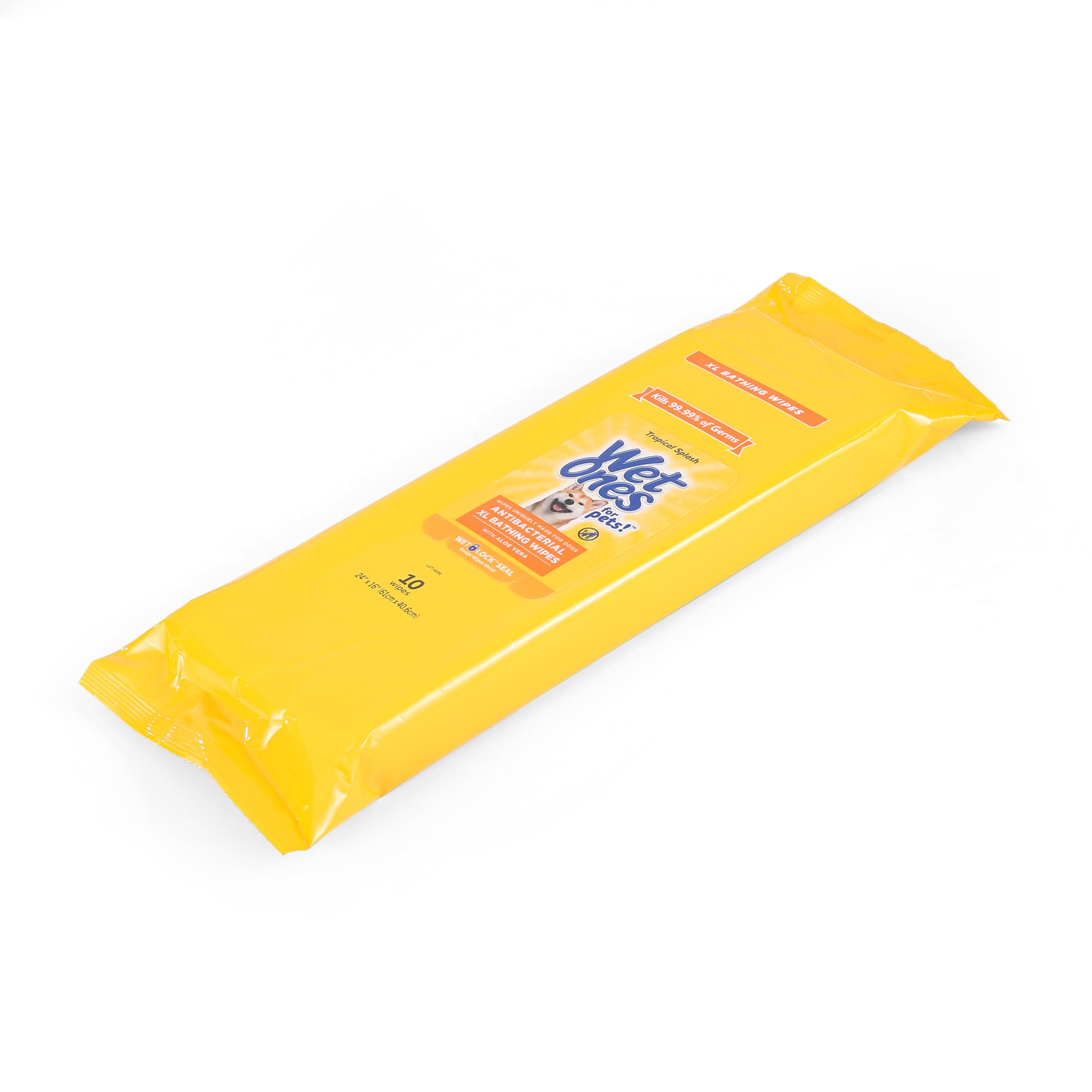 Wet Ones for Pets XL Disposable Bathing Wipes, 10ct, Tropical Splash Scent, Extra Large Dog Cleaning Wipes
