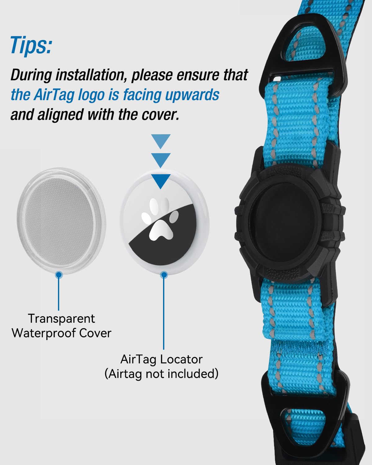 Joytale Airtag Dog Collar, Dual D-Rings, Reflective Pet Collar With Waterproof Airtag Holder, Soft Padded Adjustable For Extra S