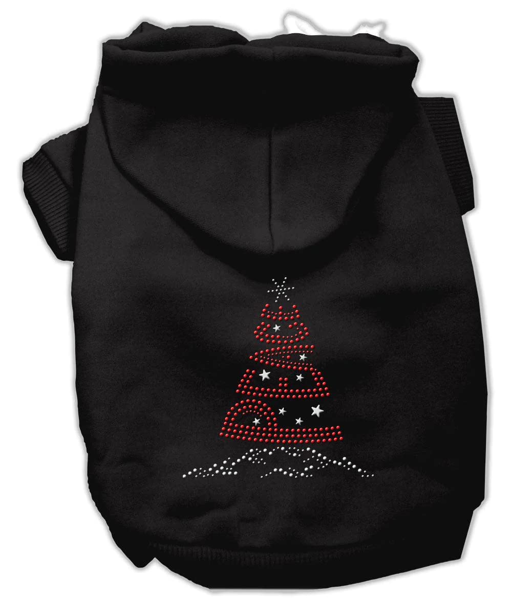 Christmas Pet Dog & Cat Hoodie Rhinestone, "Peace Tree" Baby Blue 3XL (25-35 lbs.)
