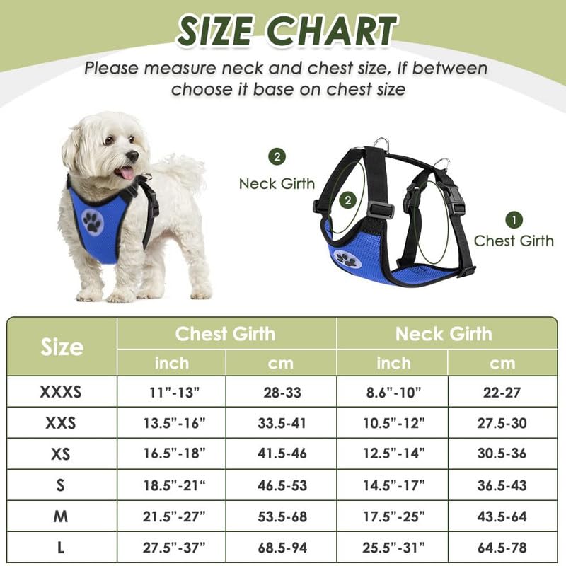 Slowton Dog Seat Belt Harness For Car, Dog Car Harness Adjustable Mesh Breathable & Dog Seatbelt Safety Tether With Elastic Bungee For Small Medium Large Pets(Blue, Double Clip, Xxxs)
