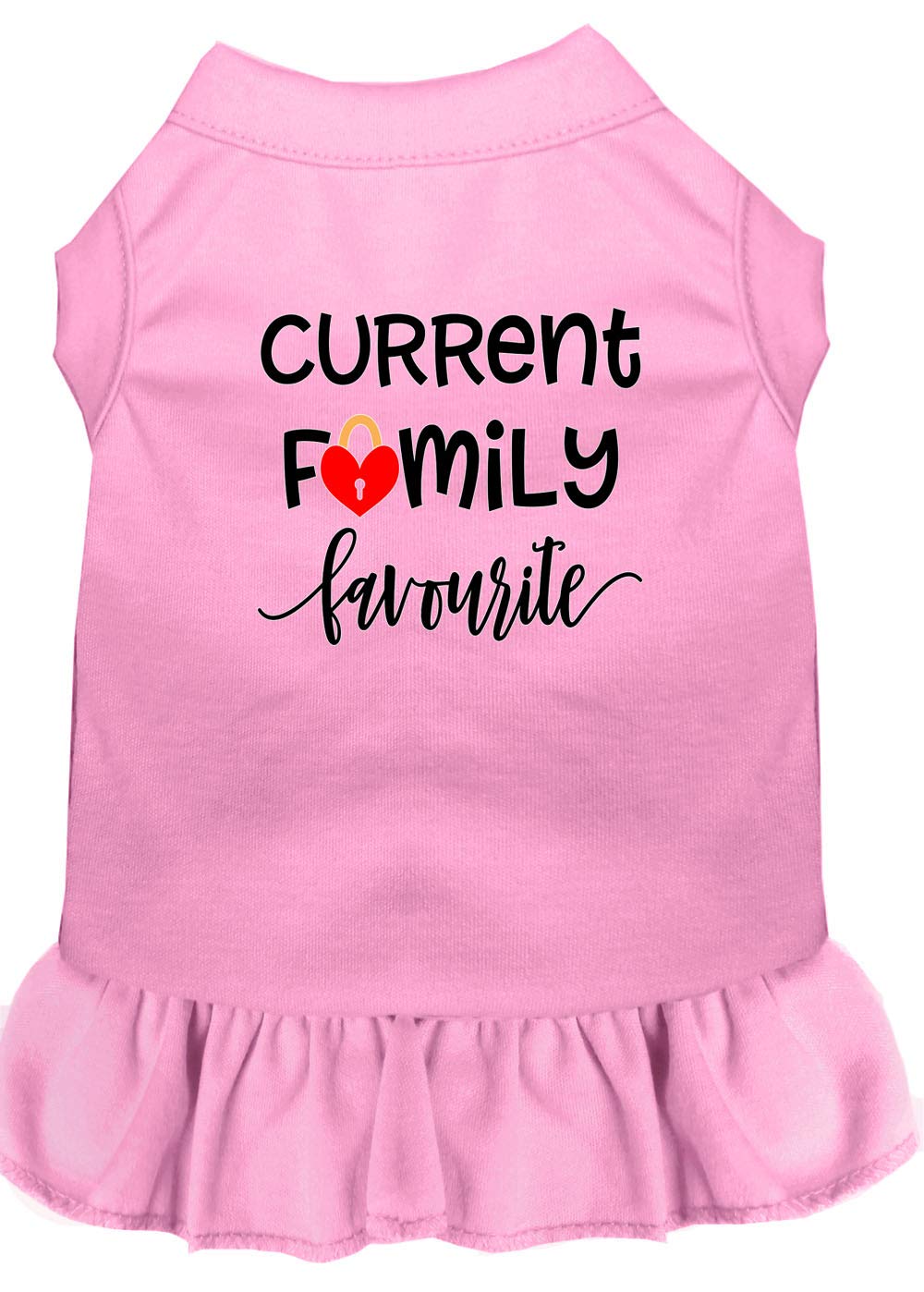 Pet Dog & Cat Dress Screen Printed, "Current Family Favorite" Light Pink 2XL (20-25 lbs.)