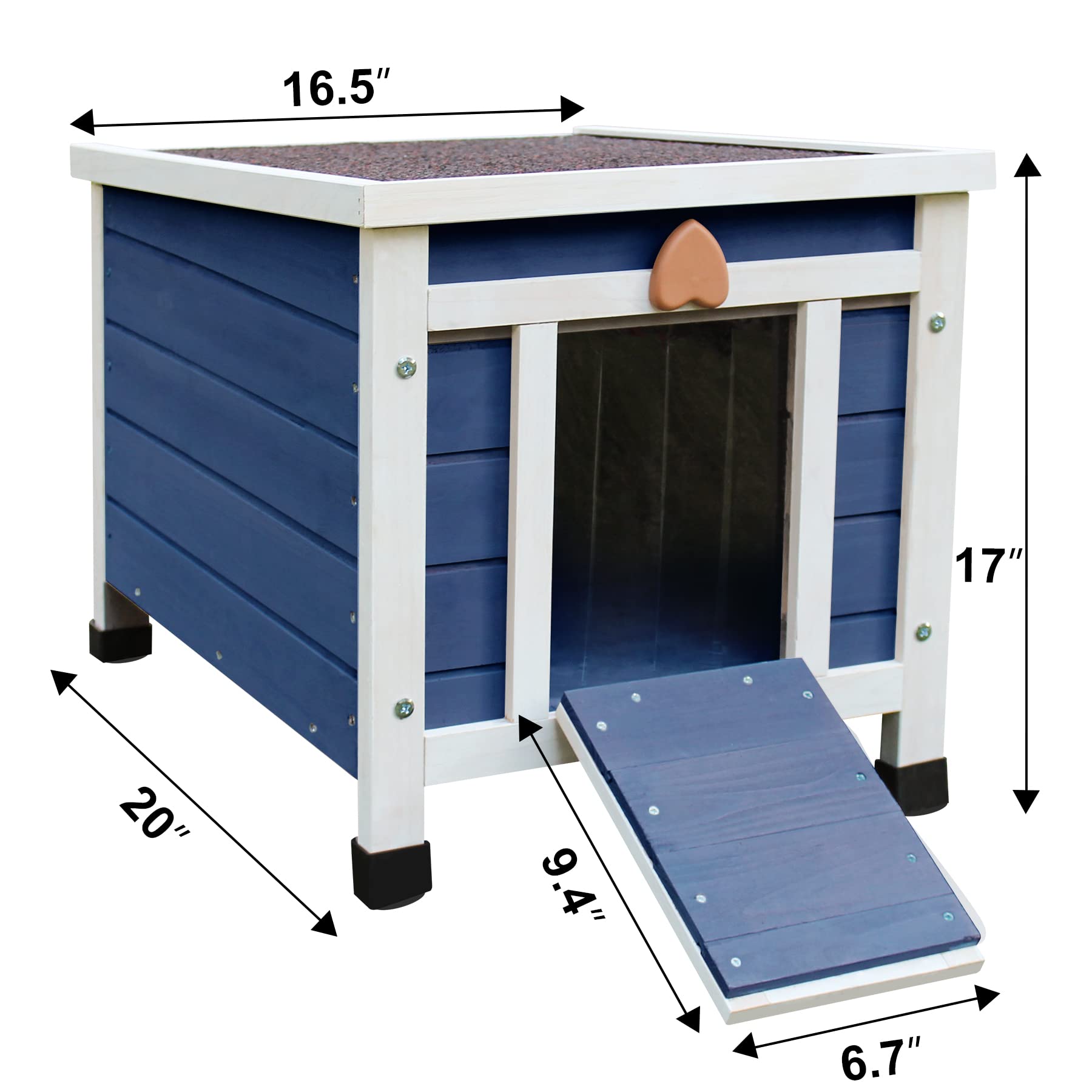 Waterproof Cat House For Outdoor Cats, Wooden Small Pet House Outside, Weatherproof Feral Cat Shelter With Elevated Floor And Lo