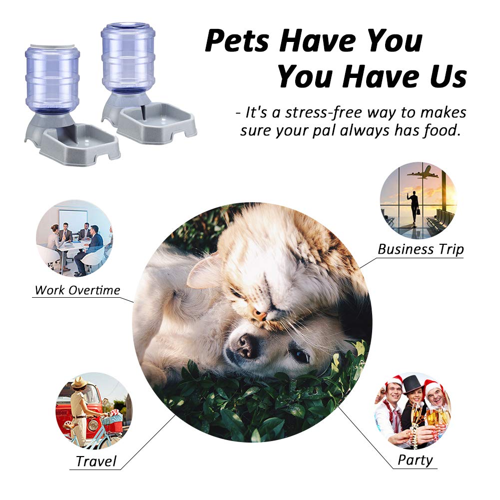 Pet Feeder and Water Food Dispenser Automatic for Dogs Cats, 100% BPA-Free, Gravity Refill, Easily Clean, Self Feeding for Small