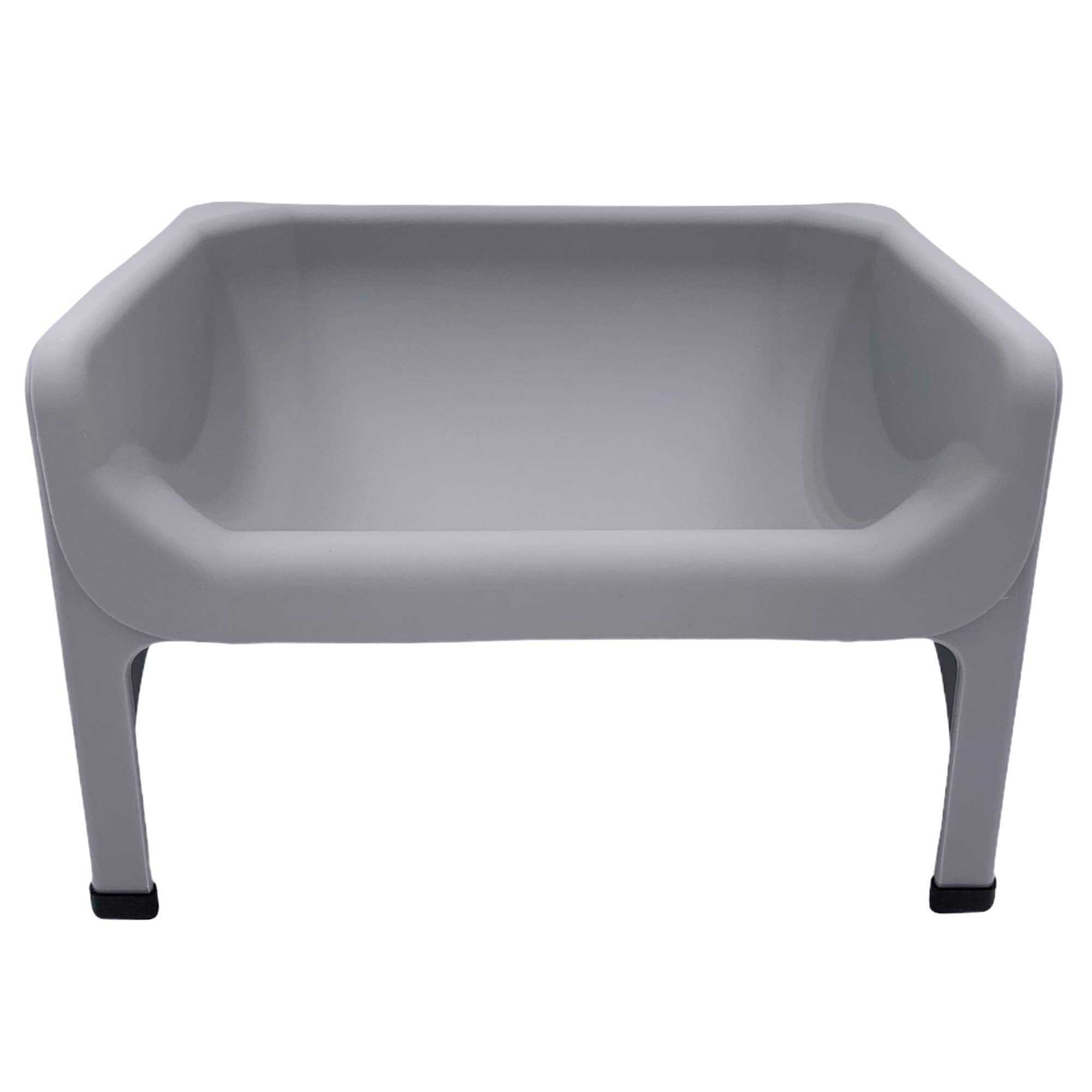 Fluff Trough Elevated Dog and CAT Feeder, Gray, X-Large