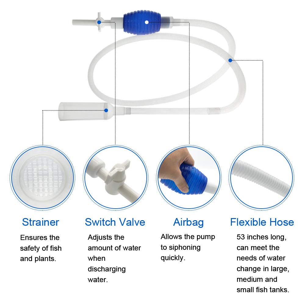 GreenJoy 5-in-1 Aquarium Fish Tank Cleaning Kit - Algae Scrapers & Gravel Cleaner, 7 Piece Set