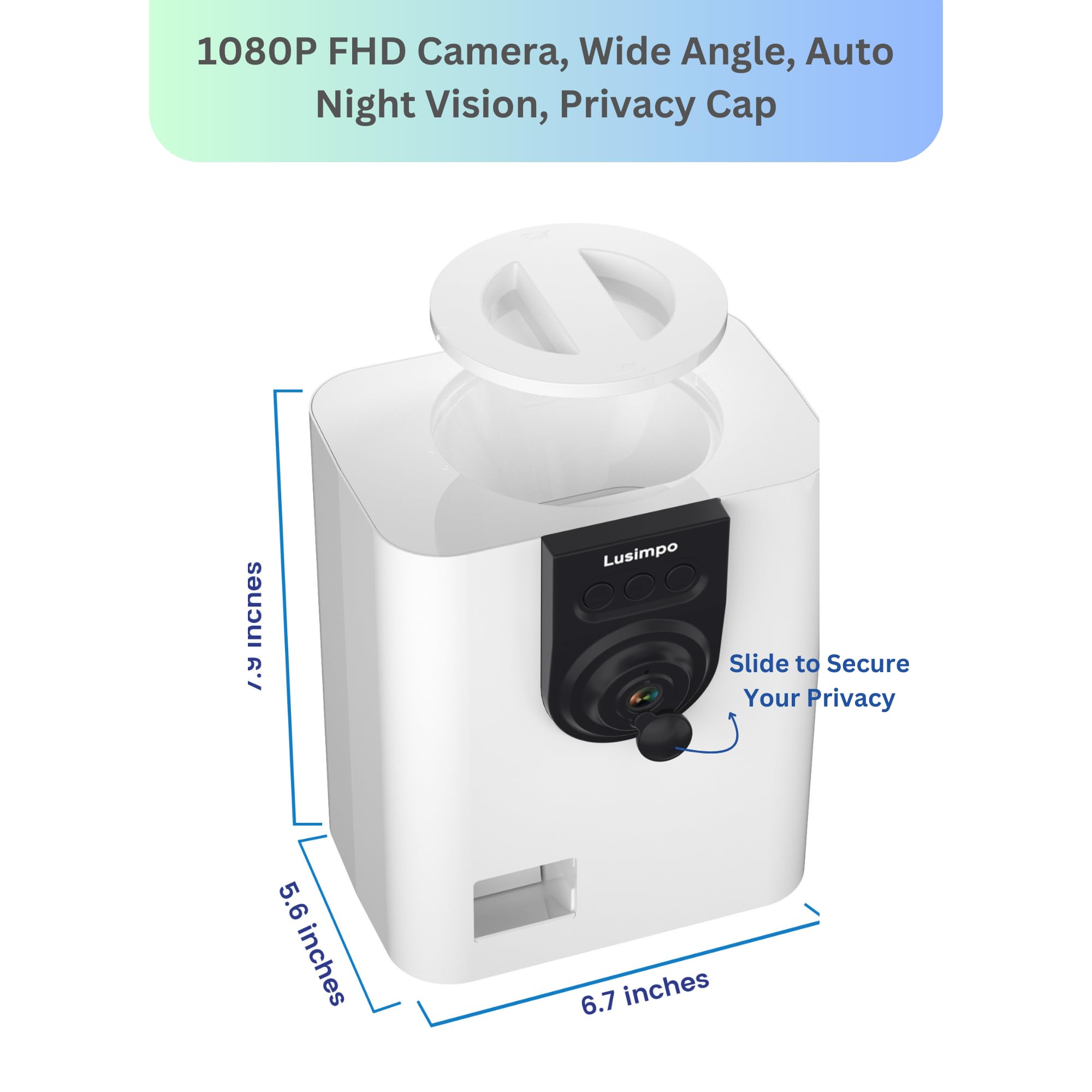 Lusimpo Pet Camera With Treat Dispenser, Wifi Smart Dog/Cat Camera, Free App, Tossing For Dogs/Cats, 1080P Camera, Live Video, A