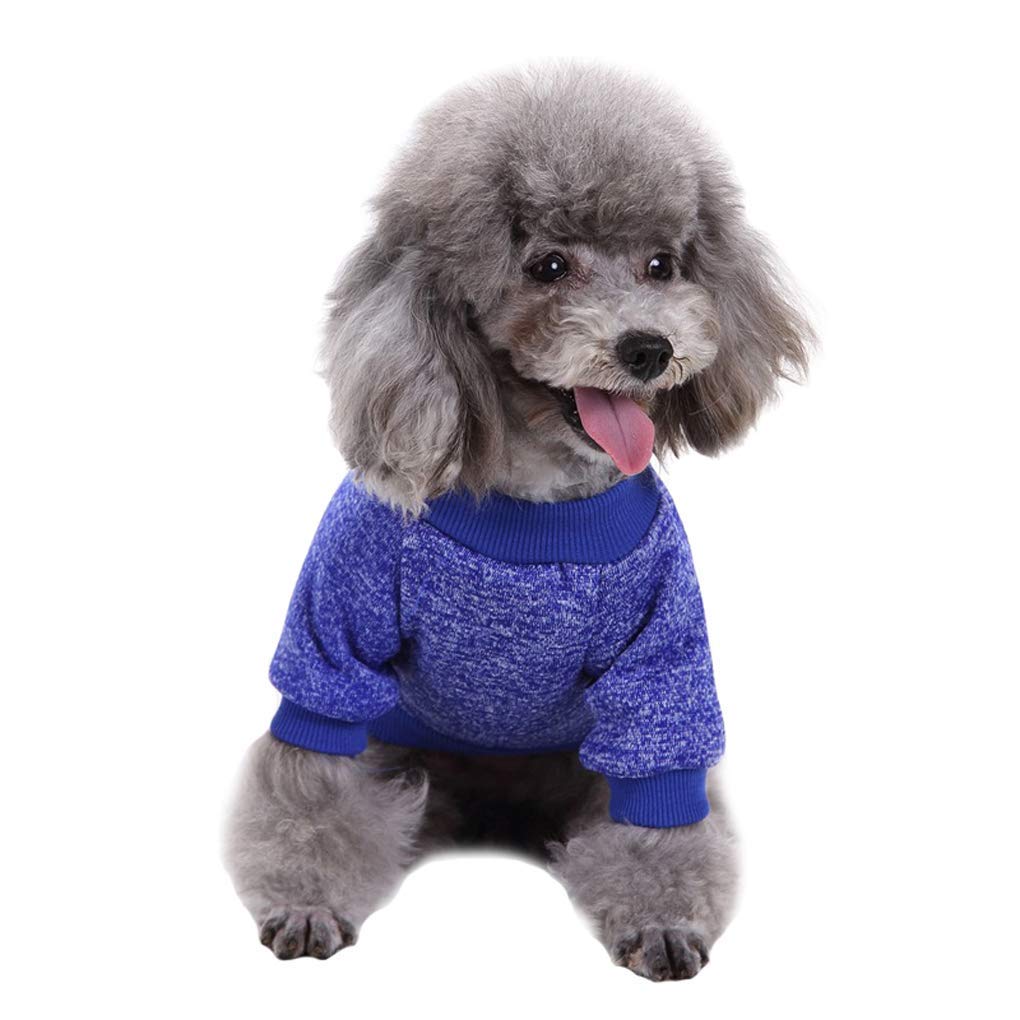 Jecikelon Pet Dog Clothes Dog Sweater Soft Thickening Warm Pup Dogs Shirt Winter Puppy Sweater For Dogs (Dark Blue, L)