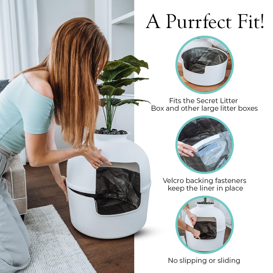 Reusable Litter Box Liners by Bundle & Bliss, 3-Pack - Easy to Clean, Non-Slip Litter Liners For Secret Litter Box - Durable Des