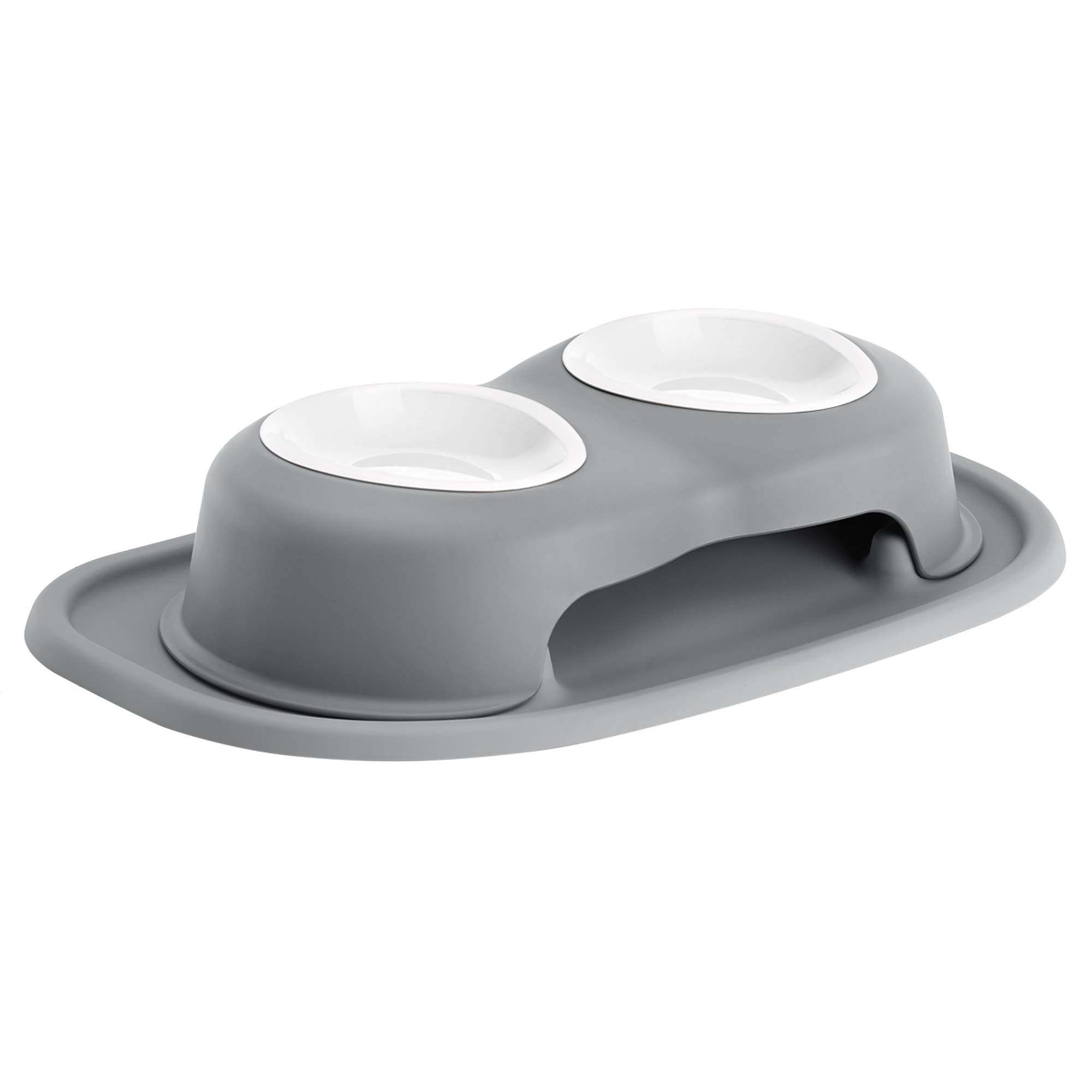 Weathertech Double High Pet Feeding System W/Plastic Dog/Cat Bowls - 3' High Stand Dark Grey (Pdhc0803Dgdg)