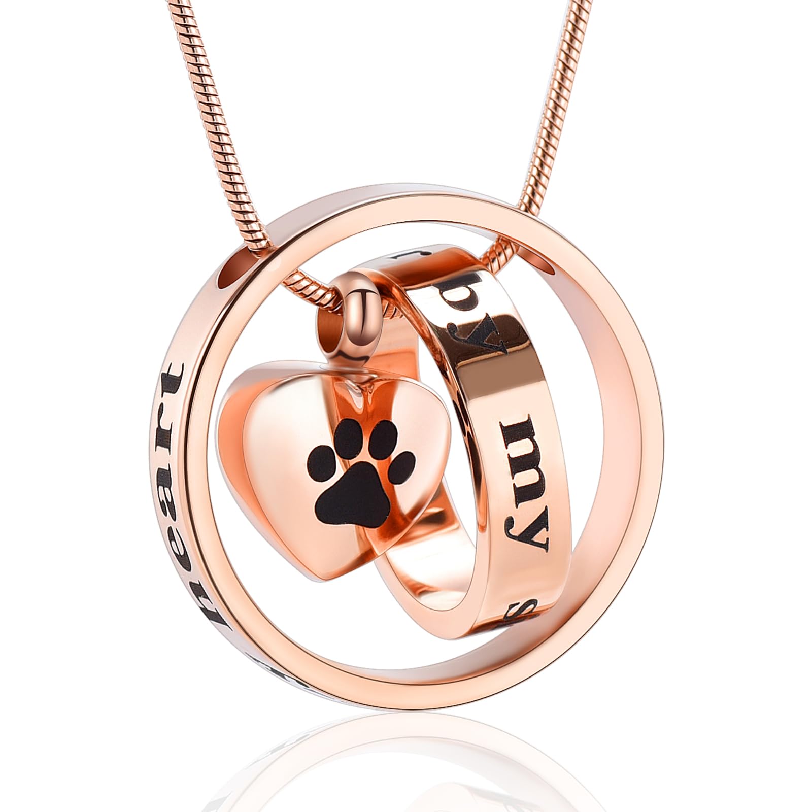 Memorial Jewelry Forever In My Heart,No Longer By My Side Pet Cremation Jewelry For Ashes Of Dog/Cat Funeral Keepsake Urn Necklace Paw Print Memorial Necklace