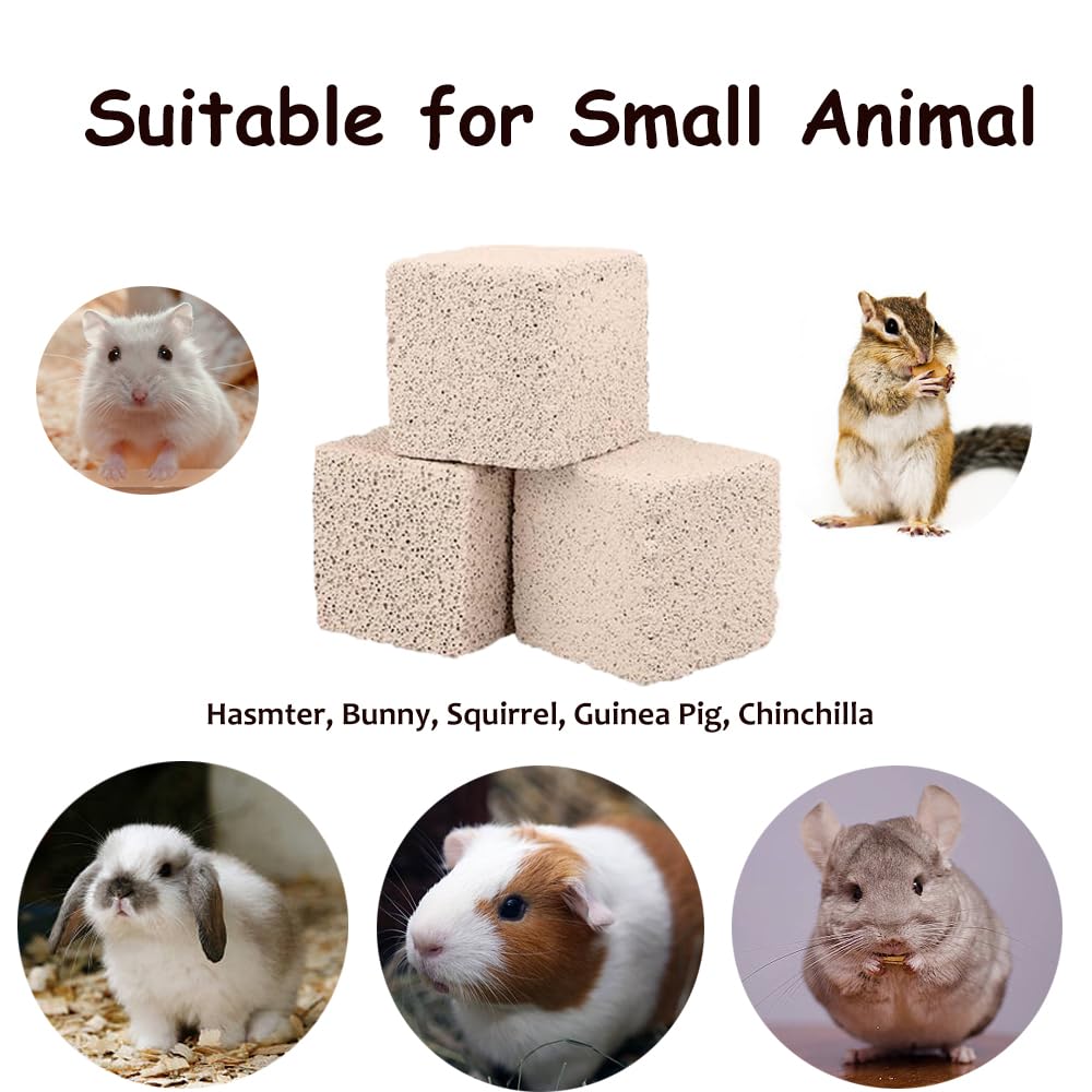 Meow&Woof 6 Pcs Large Rabbits Lava Blocks,Small Animals Grinding Teeth Stone Hamster High Calcium Chews Toys Pet Chewing Stones