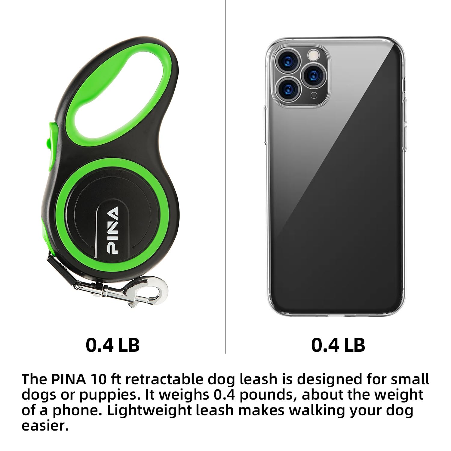 Pina Retractable Dog Leash, 10Ft Dog Leash For Small Dogs Up To 33Lbs, 360 Tangle-Free Strong Reflective Nylon Tape, With Anti-S