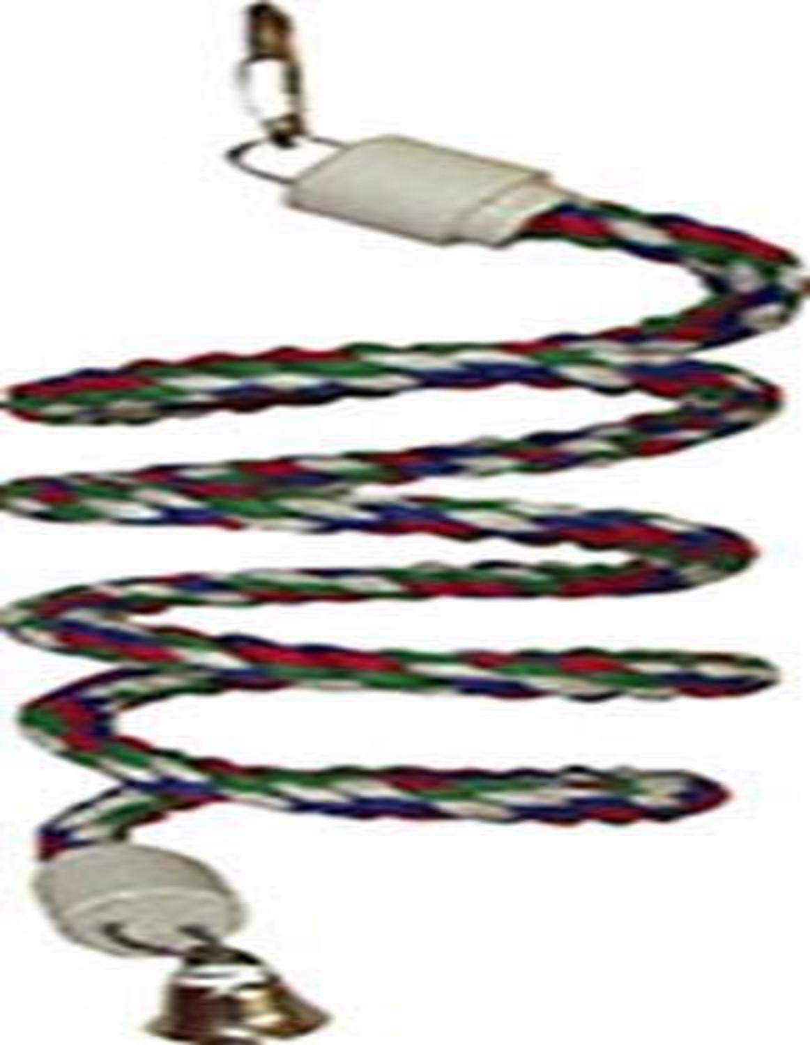 A&E CAGE COMPANY HB551 Happy Beaks Cotton Rope Boing with Bell Bird Toy, 5 by 52", Multicolor