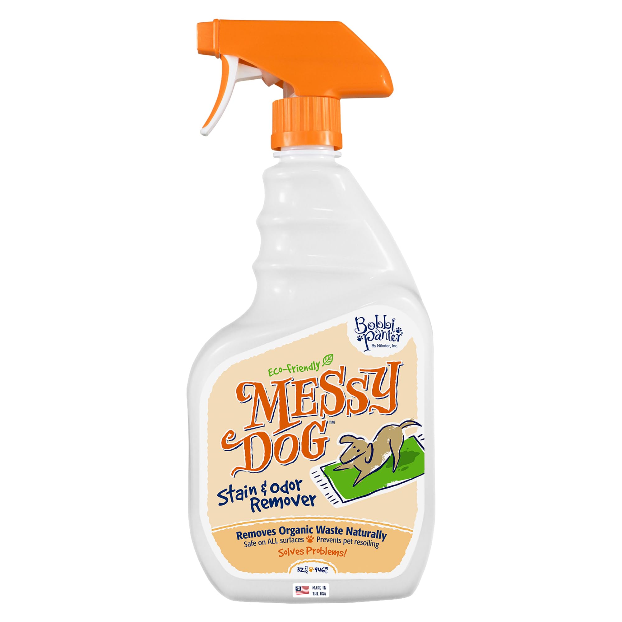 Bobbi Panter Messy Dog Stain & Odor Remover - Bio-Enzymatic Power, Biodegradable Formula for Tough Stains, Odors & Pet Messes, E