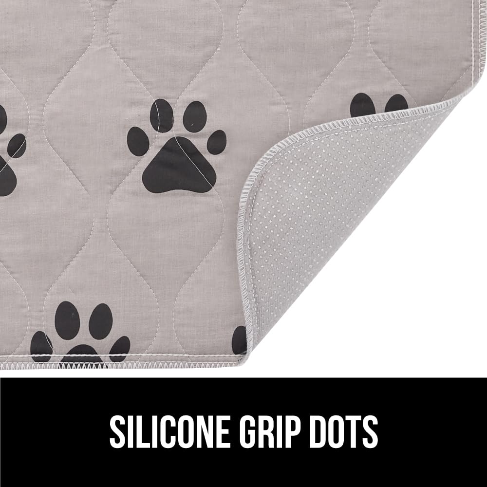 Gorilla Grip Reusable Puppy Pads, 2 Pack, Slip Resistant Pet Crate Mat, Absorbs Urine, Waterproof, Cloth Pee Pad for Training Pu