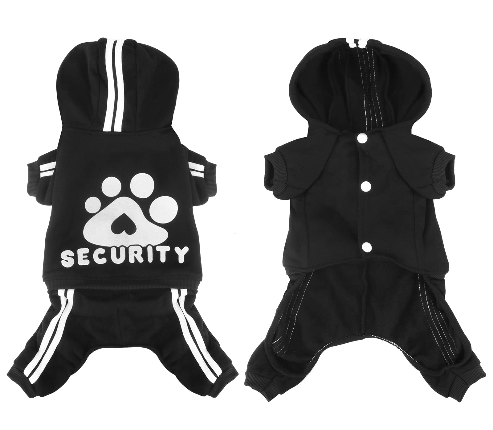 Otunrues Dog Hoodies, Dog Clothes Pullover 4 Legs Dog Jumpsuit Sweatshirt Security Patterns Outfit Doggie Winter Coat Cotton Puppy Hoodied For Small Medium Large Dogs Cats(Black,M)