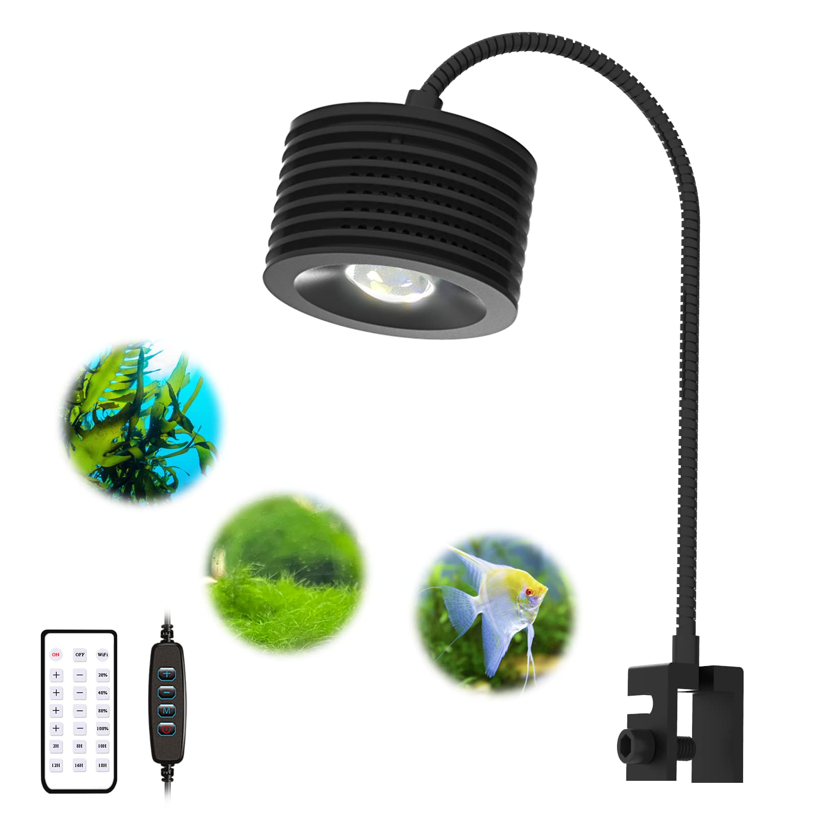 Full Spectrum Aquarium Light, Adjustable Saltwater Freshwater Super Bright Fish Tank Light For Reef, Coral, Planted Nano Aquarium Tank (A-20 Freshwater 16W)