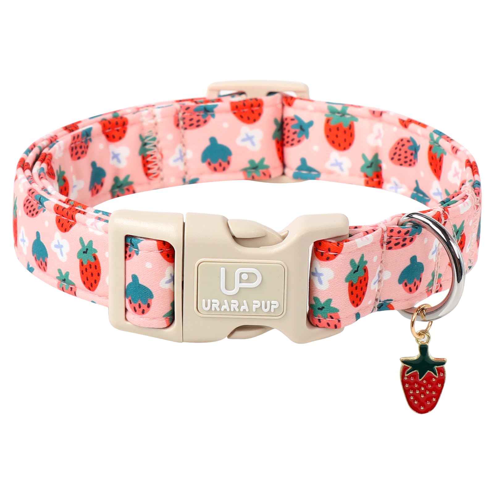 Up Urara Pup Dog Collar-Summer Puppy Collars-Adjustable Strawberry Pet Collar For Small,Medium,Large Dogs-Durable & Cute Design