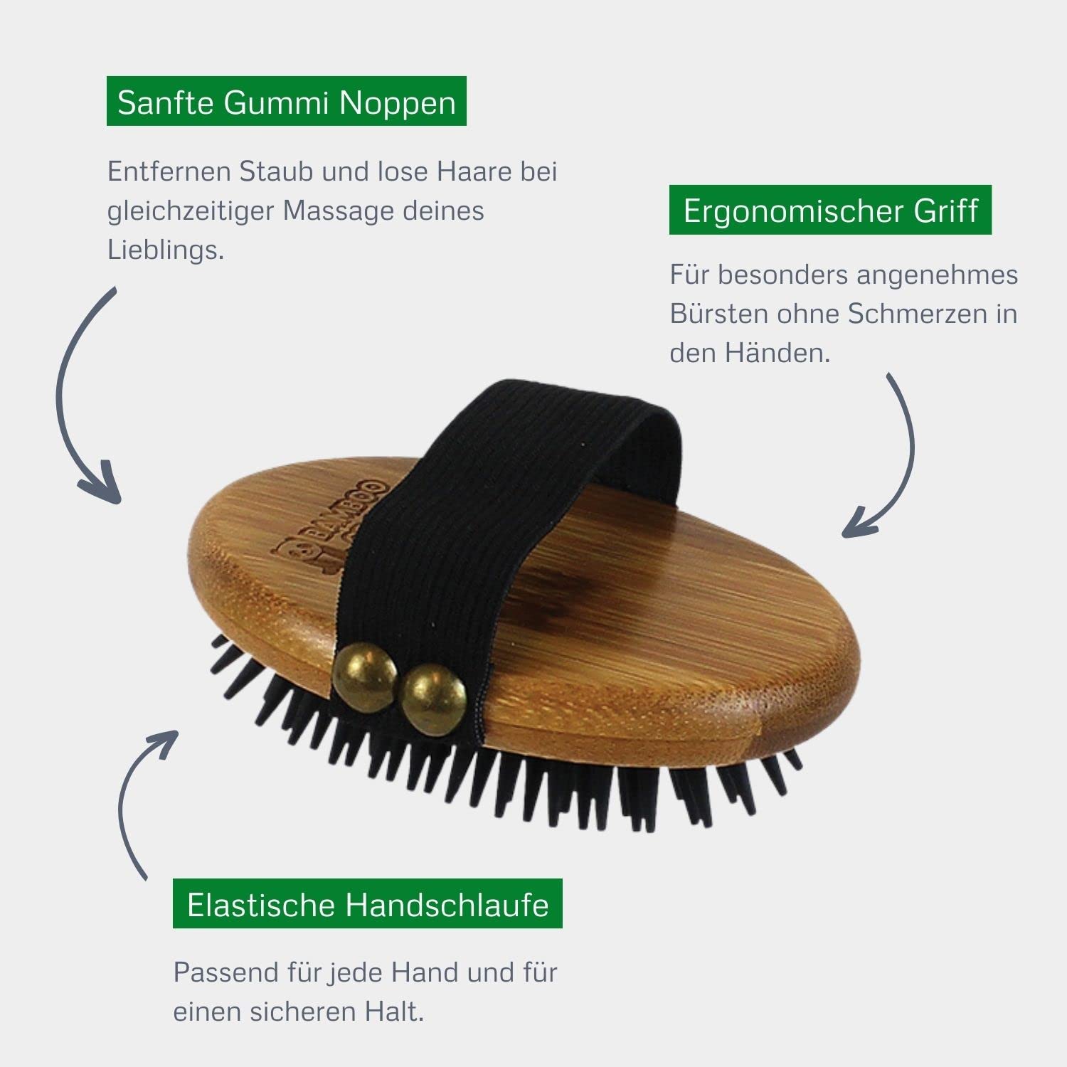 Alcott Bamboo Groom Curry Brush With Rubber Bristles For Pets,Brown