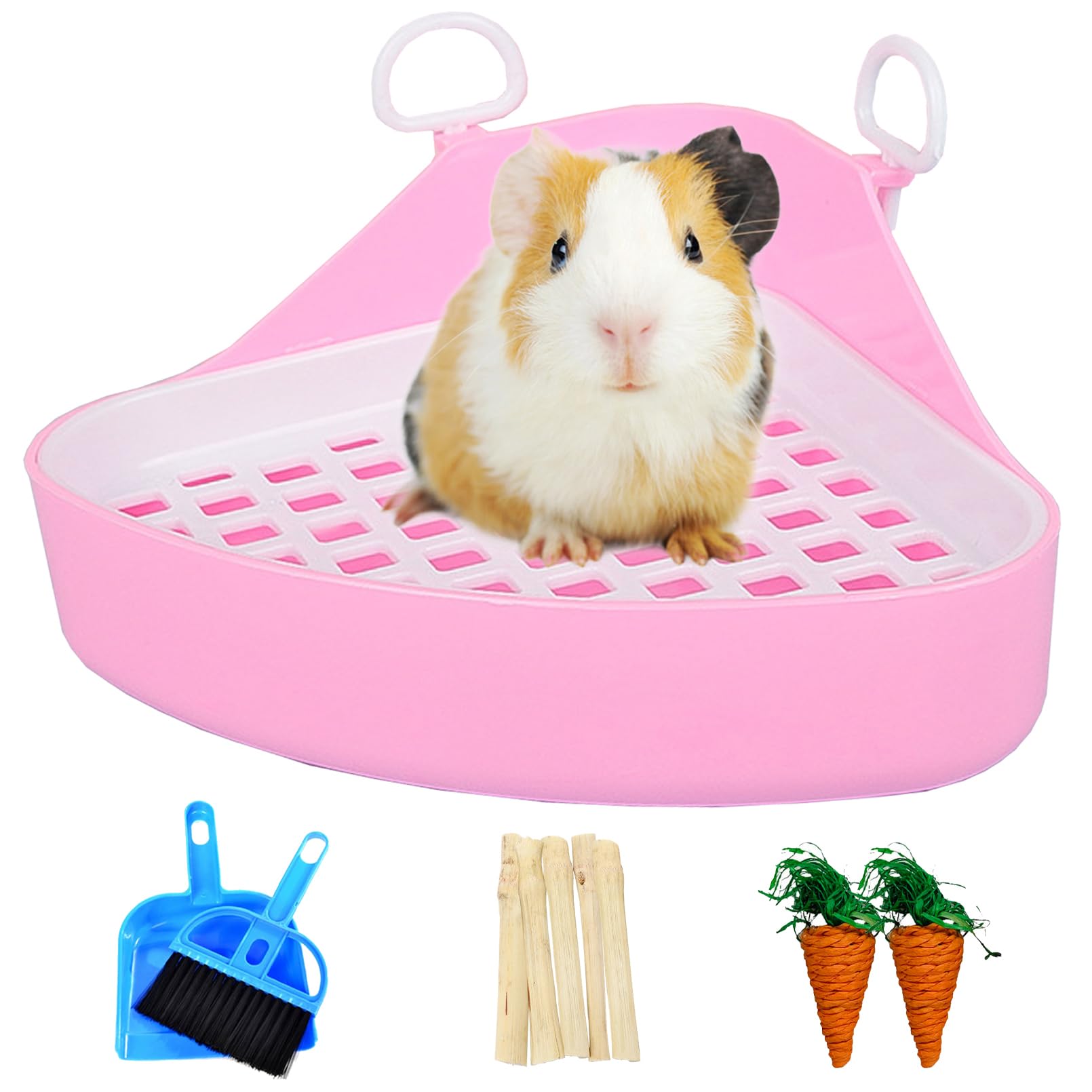 Hamiledyi Guinea Pig Potty Trainer Corner, Small Animals Triangle Plastic Litter Box, Bedding Litter Box Pee Pan Tray Toilet For