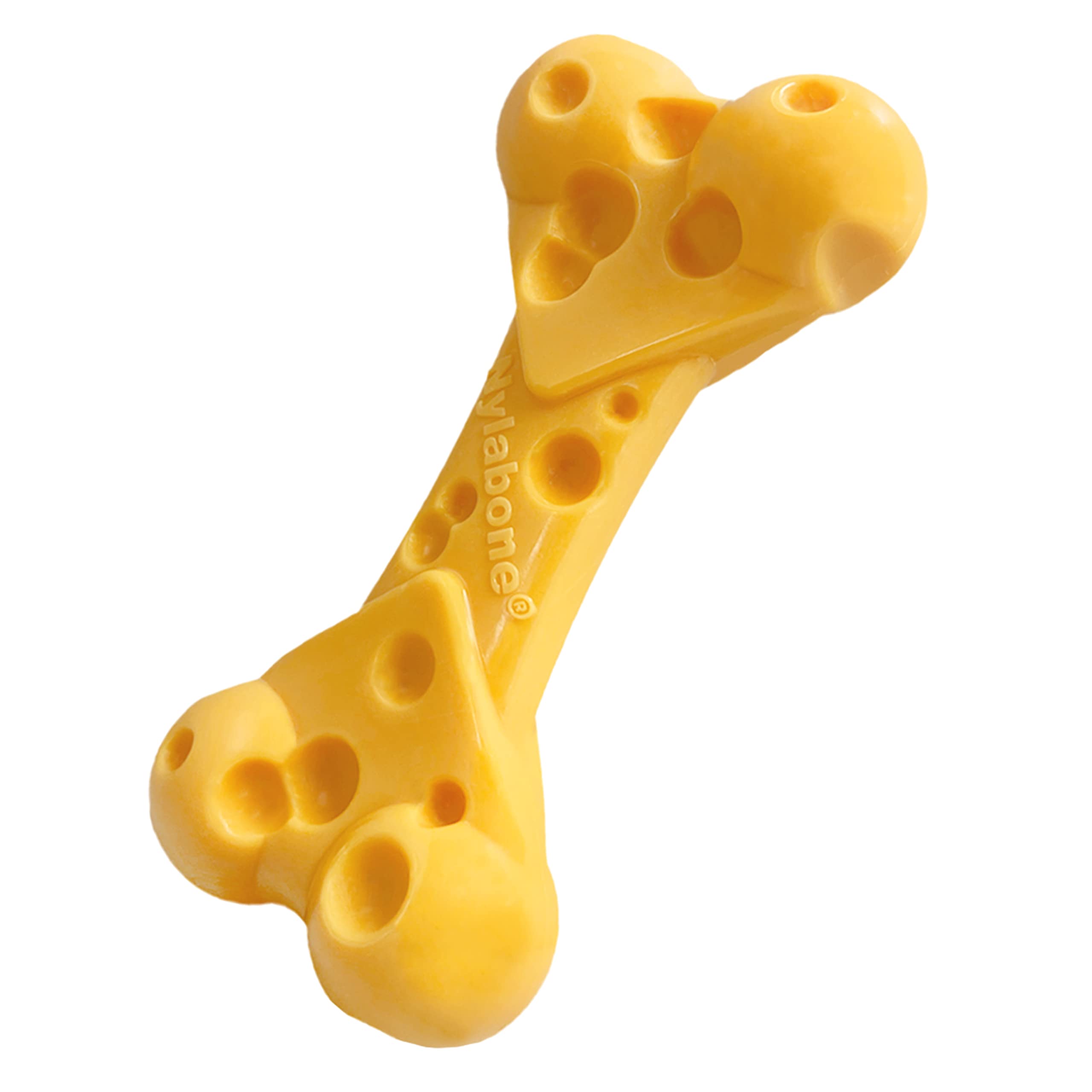 Nylabone Cheese Bone Power Chew Toy for Dogs, Cute Dog Toys for Aggressive Chewers, Cheese Flavor, X-Large - 50+ lbs, 1 Count