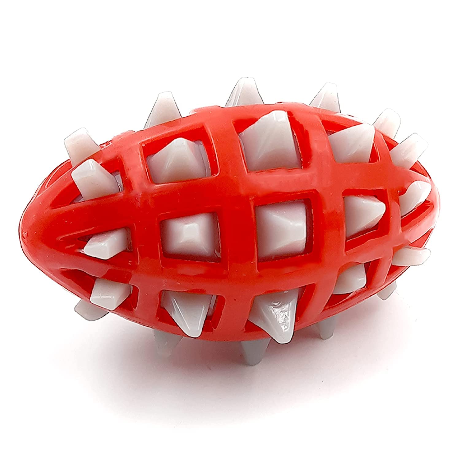 Pet Believe Spikey Rugby Toy Ball For Dogs | Rubber Squeaky Toy Ball For Dogs | Chew Toy For Dogs | Teething Toy For Puppies (Re