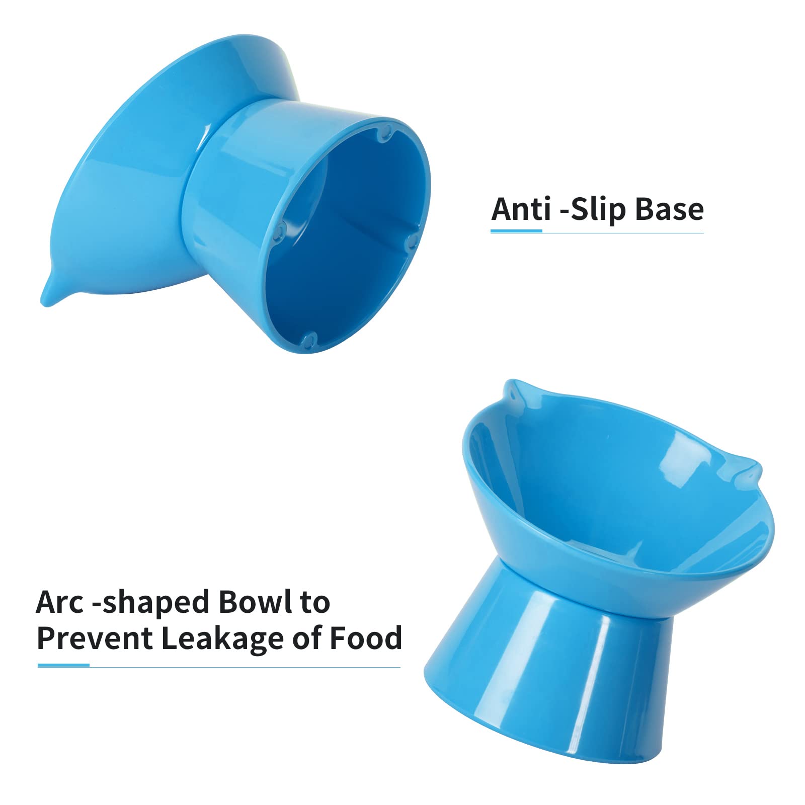 Detachable Elevated Cat Bowls, 15 Tilted Raised Cat Food Bowl Anti-Vomiting,Whisker Friendly, Adjustable Cat Dishes for Protecti