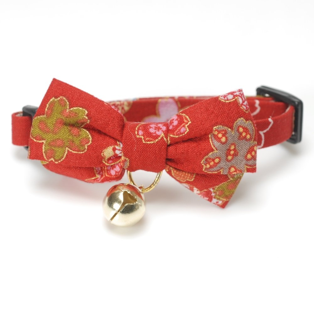 Necoichi Kimono Bow Tie Cat Collar (Red)