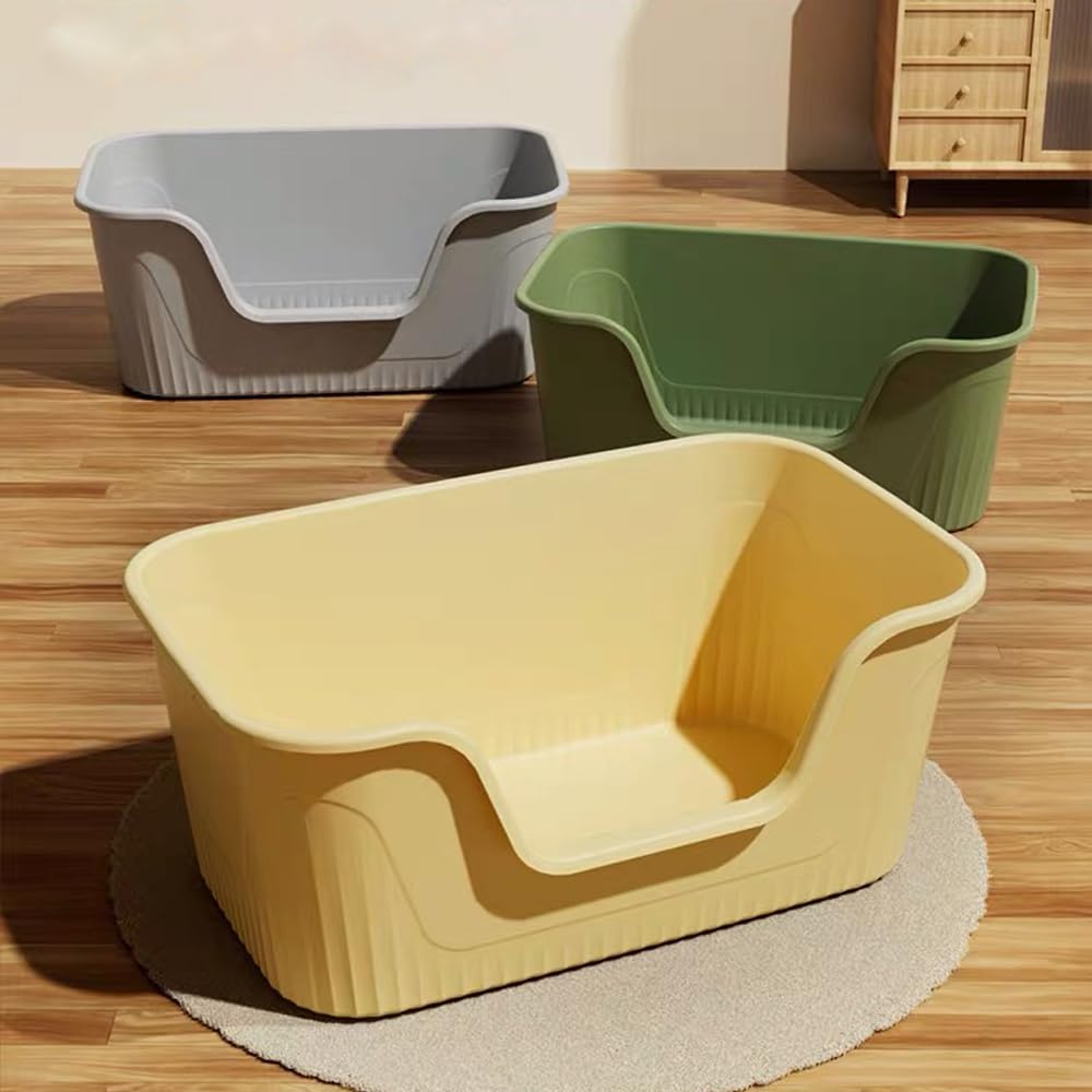 Vealind Extra Large Cat Litter Box - High Sides, Jumbo Low Entry, Grey, 25"x17"x13", Ideal for Big or Multiple Cats