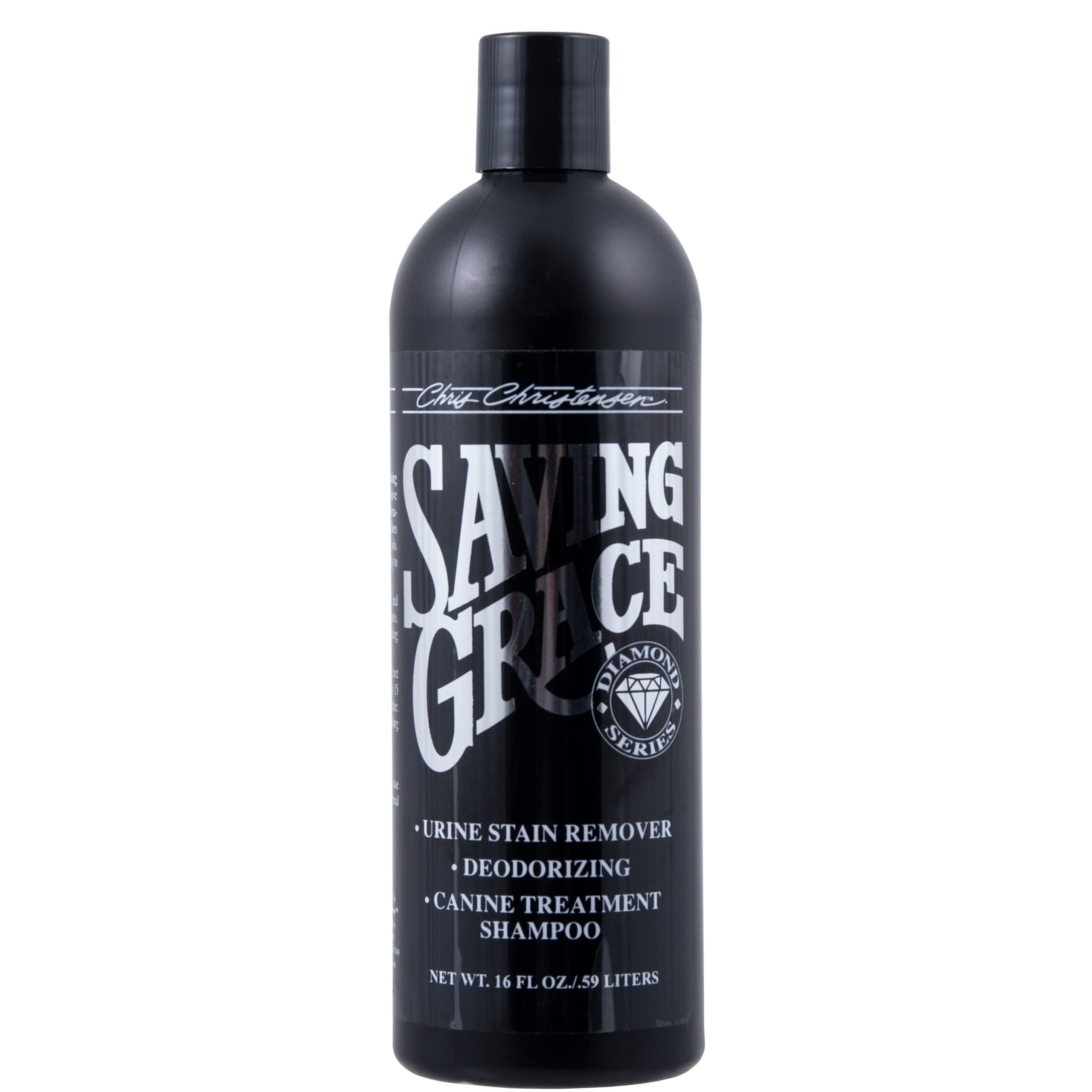 Chris Christensen Saving Grace Canine Treatment Shampoo, Dog Shampoo, Groom Like A Professional, Urine Stain Remover, Deodorizing Shampoo, All Coat Types, Made In Usa, 16 Oz