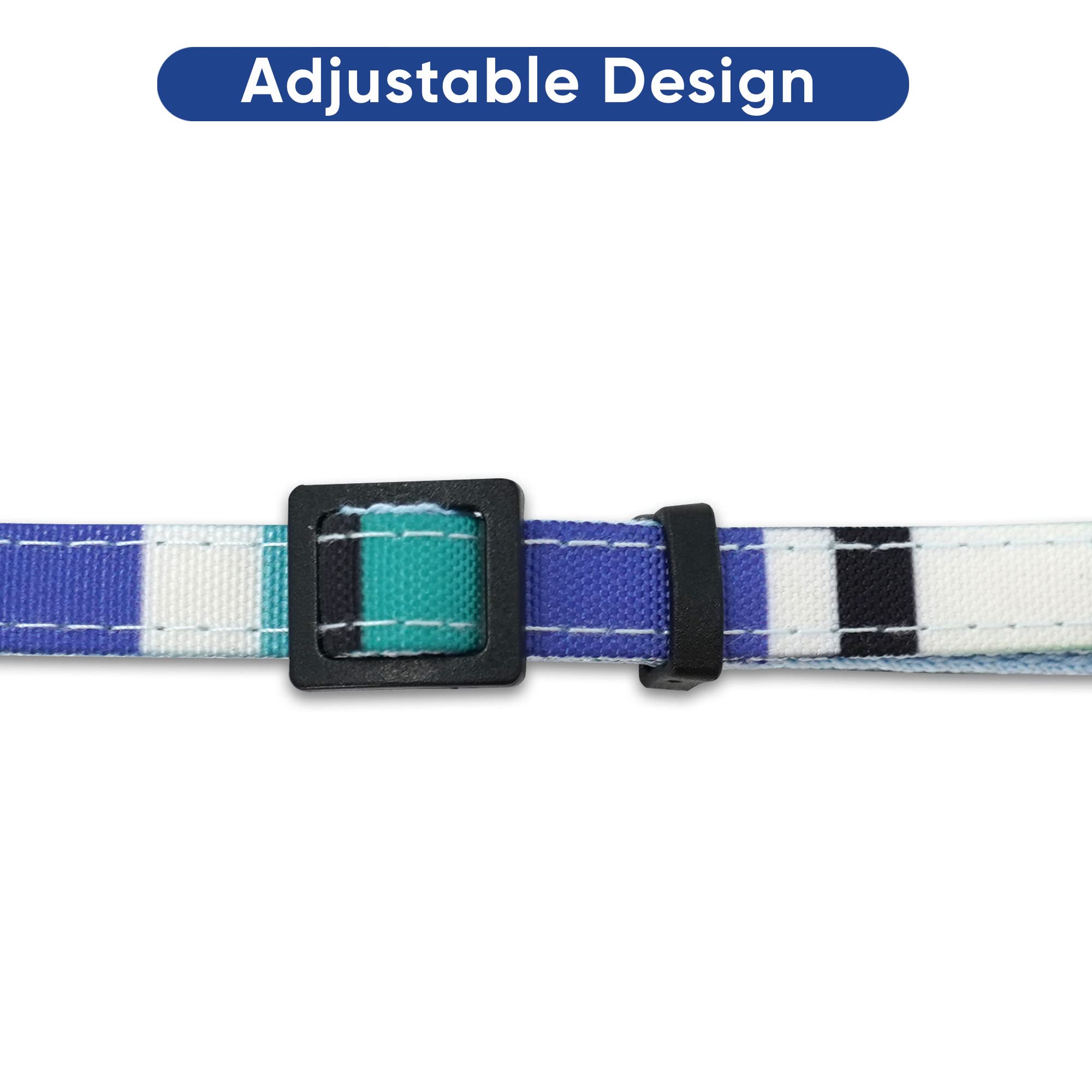 Pawtitas Pet Multicolor Cat Collar With Safety Buckle And Removable Bell Cat Collar Kitten Collar Blue/White/Yellow/Teal Cat Collar