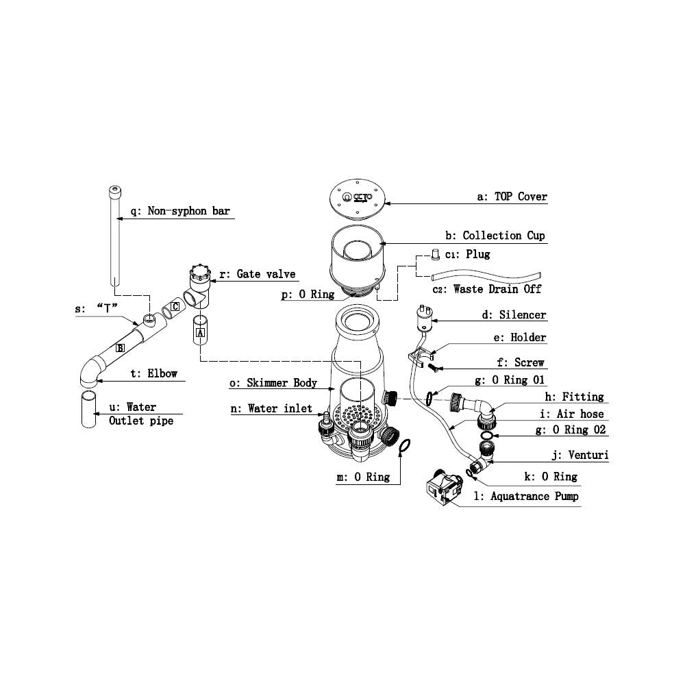 Reef Octopus Classic 110-INT Needle Wheel Protein Skimmer for Aquarium