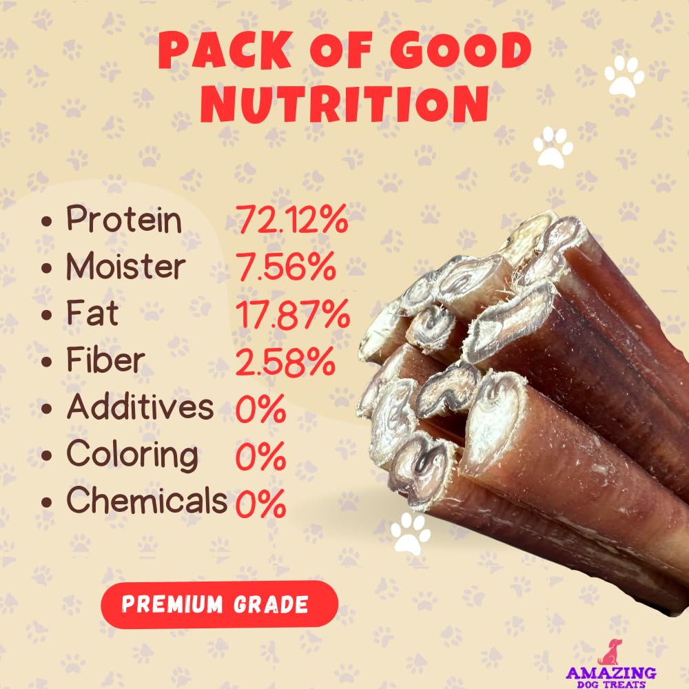 Amazing Dog Treats - 12 Inch Medium Size Bully Sticks (6 Count) - Bulk Bully Sticks for Dogs - No Hide Bully Stick Dog Bones