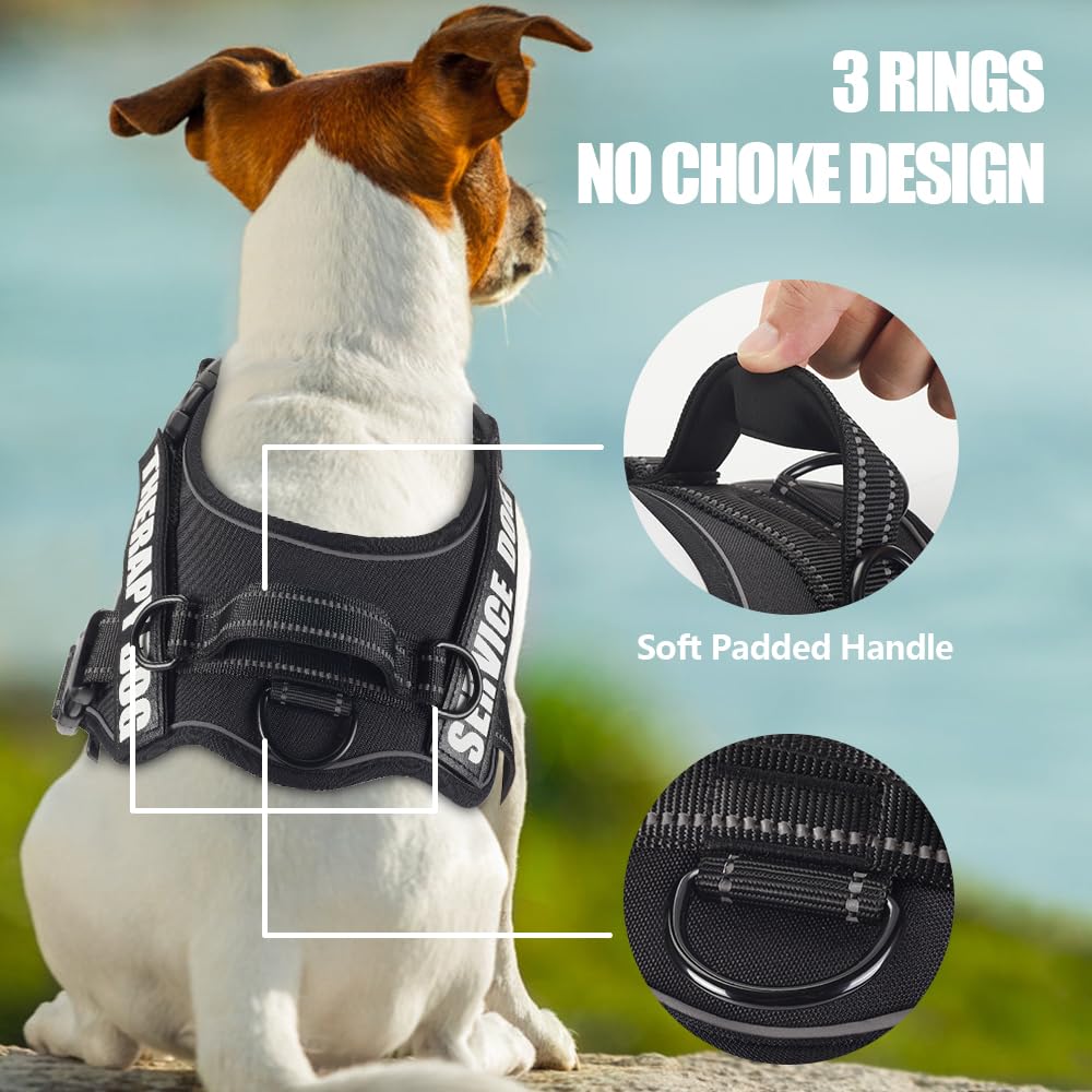 Dog Vest Harness And Leash Set, Animire Reflective Service Dog Vest In Training Dog Harness With 10 Patches, 3 Rings Emotional S