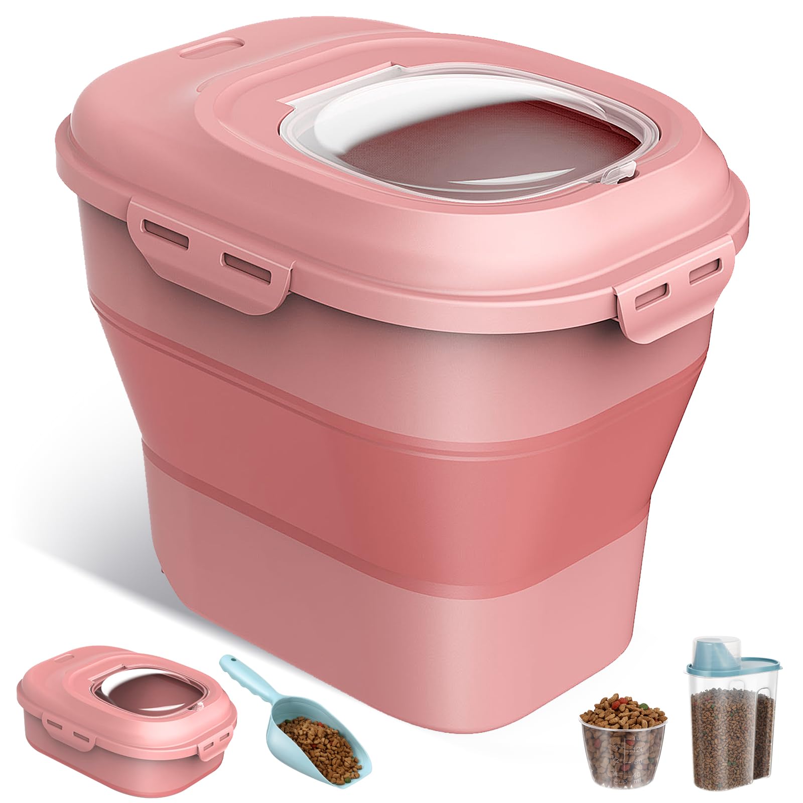 ANVS Dog Food Storage Container - Collapsible Dog Food Container with Airtight Lids, Scoop and 2.5L Small Pet Food Storage Conta