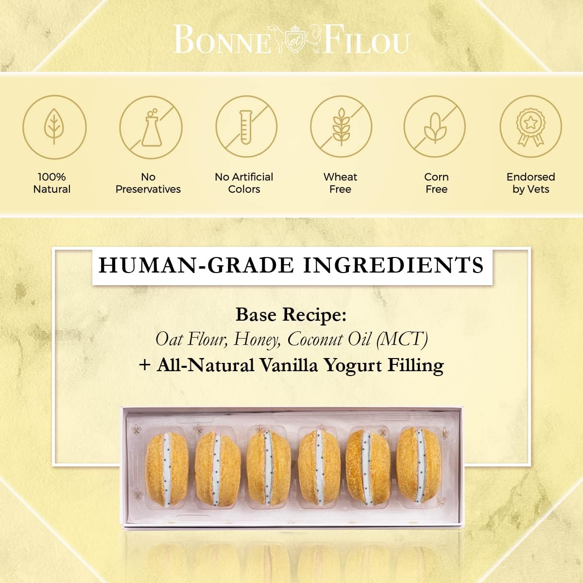 Bonne et Filou Dog Treats Vanilla Cupcakes, Dog Birthday Gift for Medium to Large Breed - Gourmet Macaron Cakes, 18 Count Bulk P