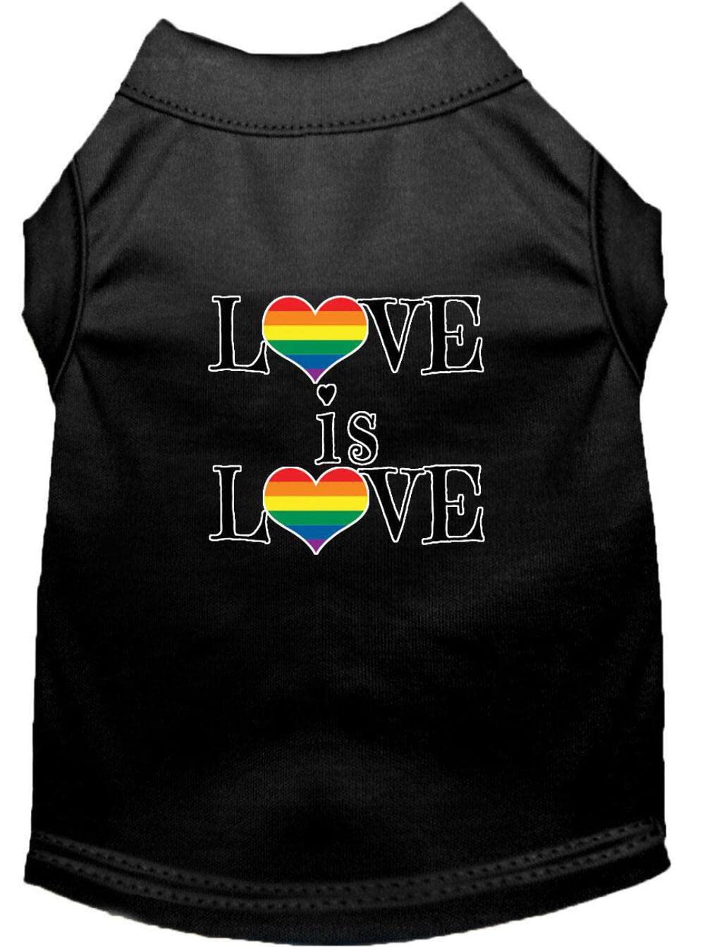 Pet Dog & Cat Shirt Screen Printed, "Love Is Love" Red MD (6-10 lbs.)